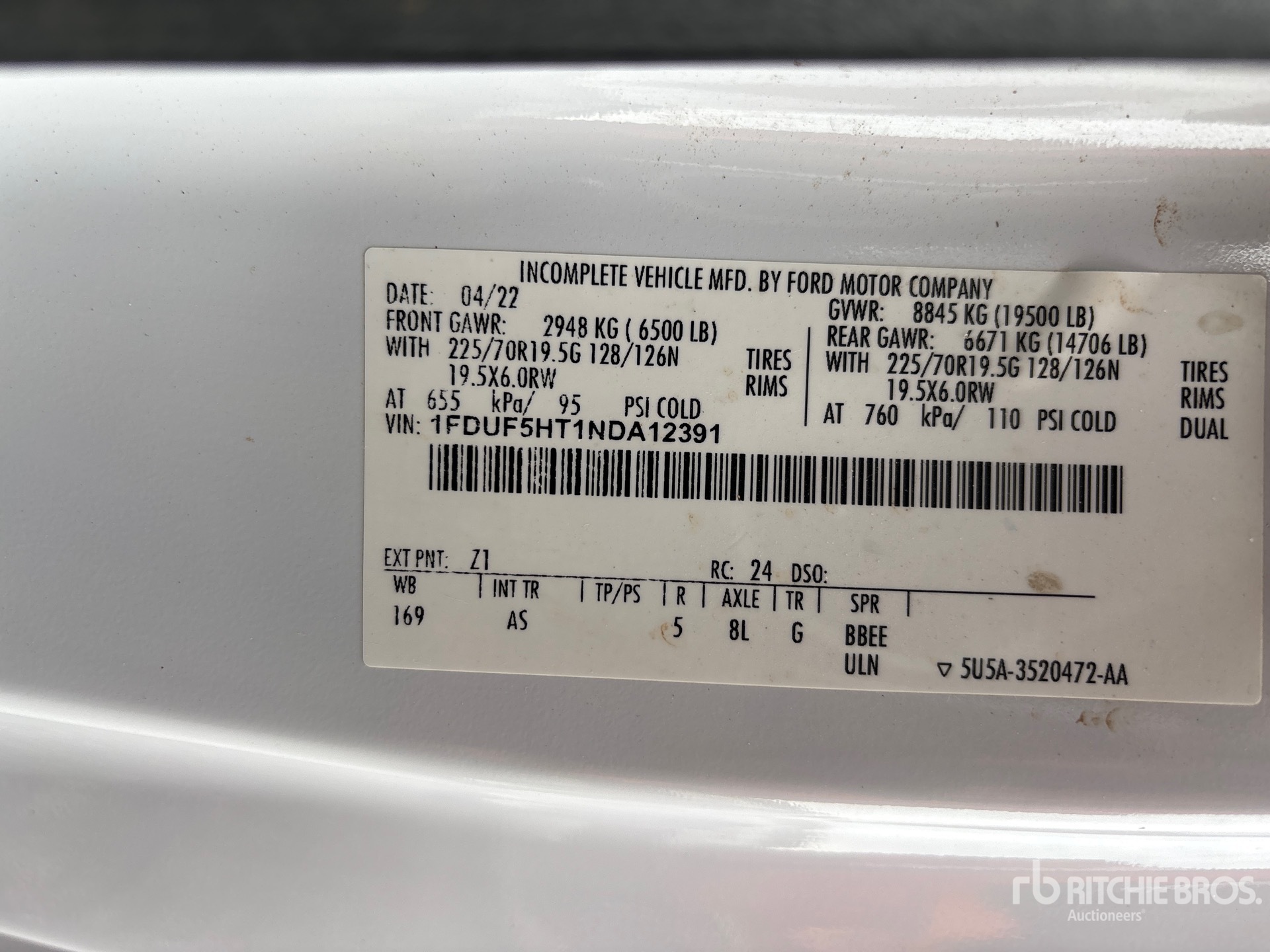 General Appearance with Serial Number / VIN