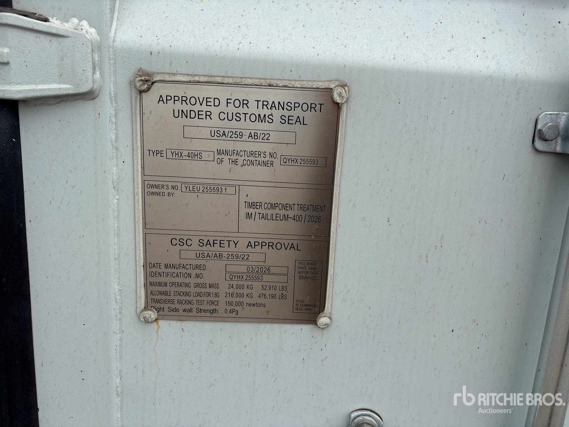 General Appearance with Serial Number / VIN