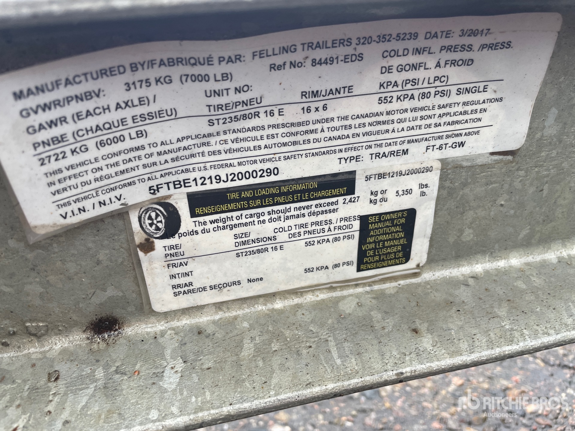 Photo of a 2018 Felling Trailers, Inc. FT-6T-GW