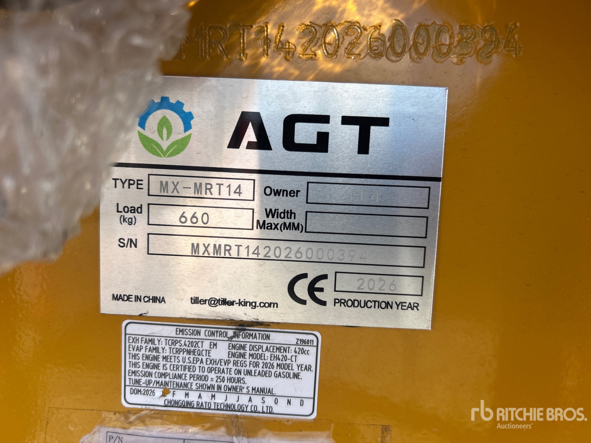 General Appearance with Serial Number / VIN