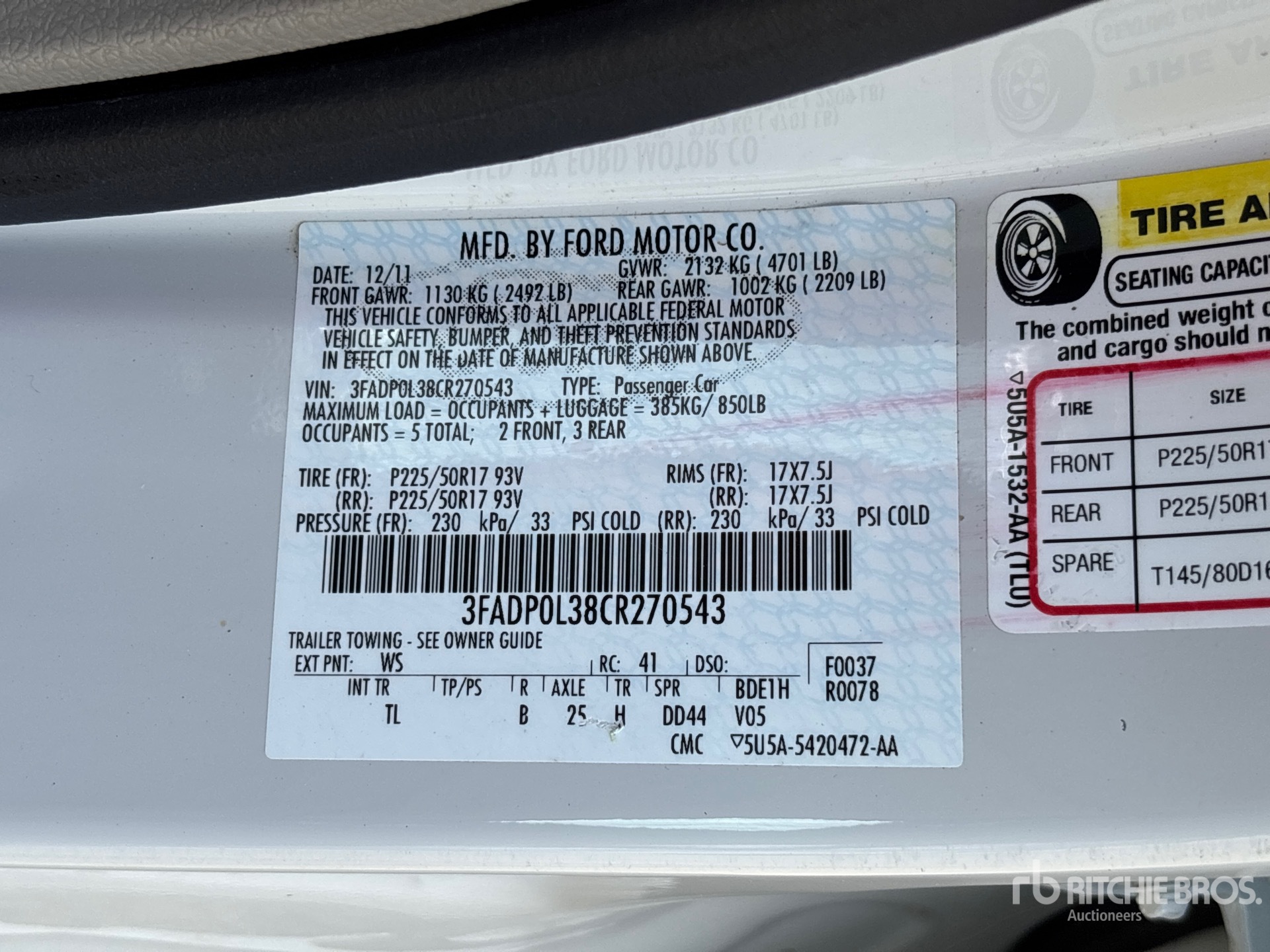 General Appearance with Serial Number / VIN