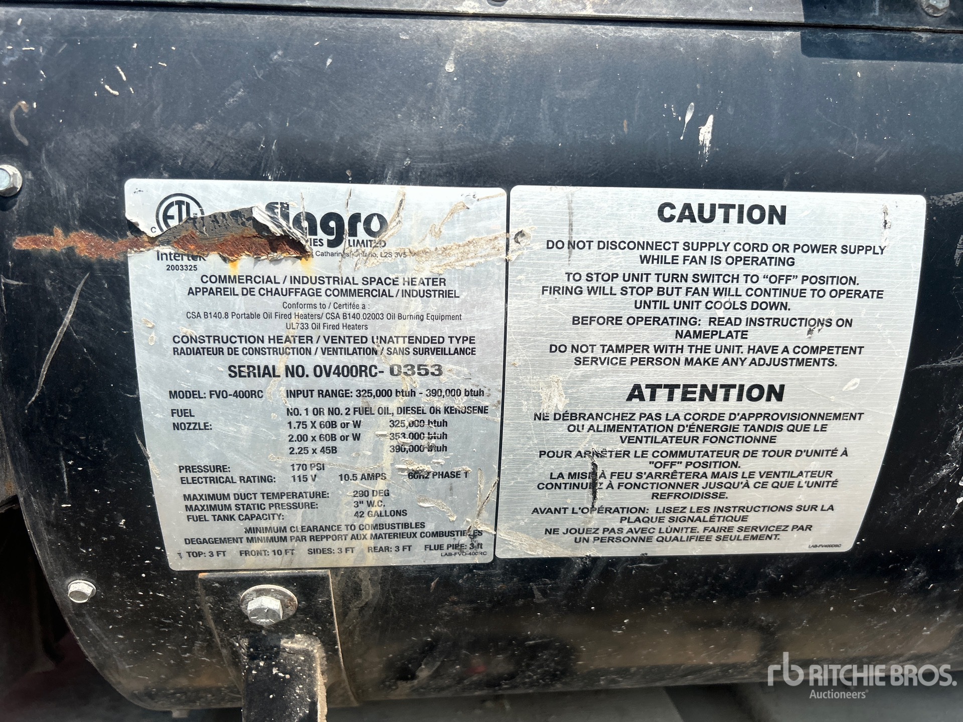 General Appearance with Serial Number / VIN
