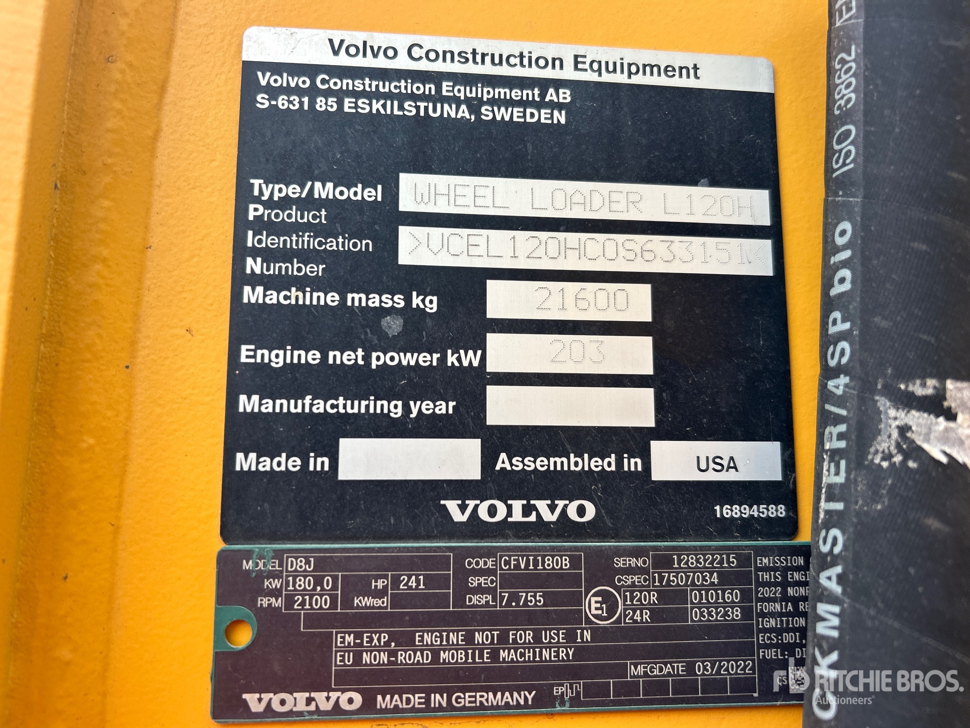 2022 Volvo L120H