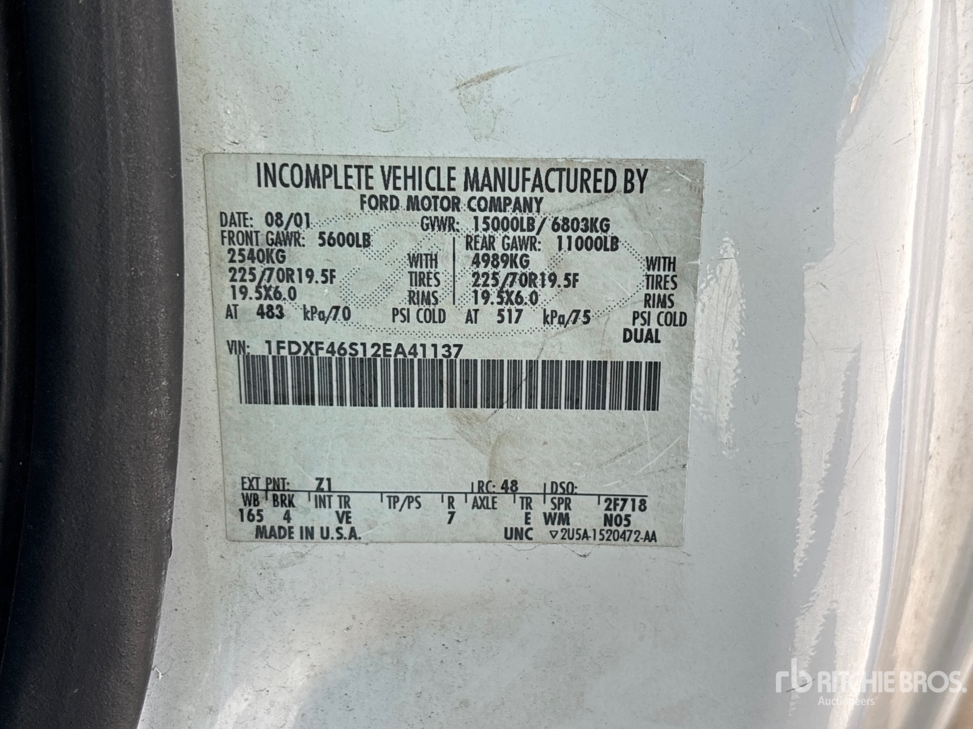 General Appearance with Serial Number / VIN
