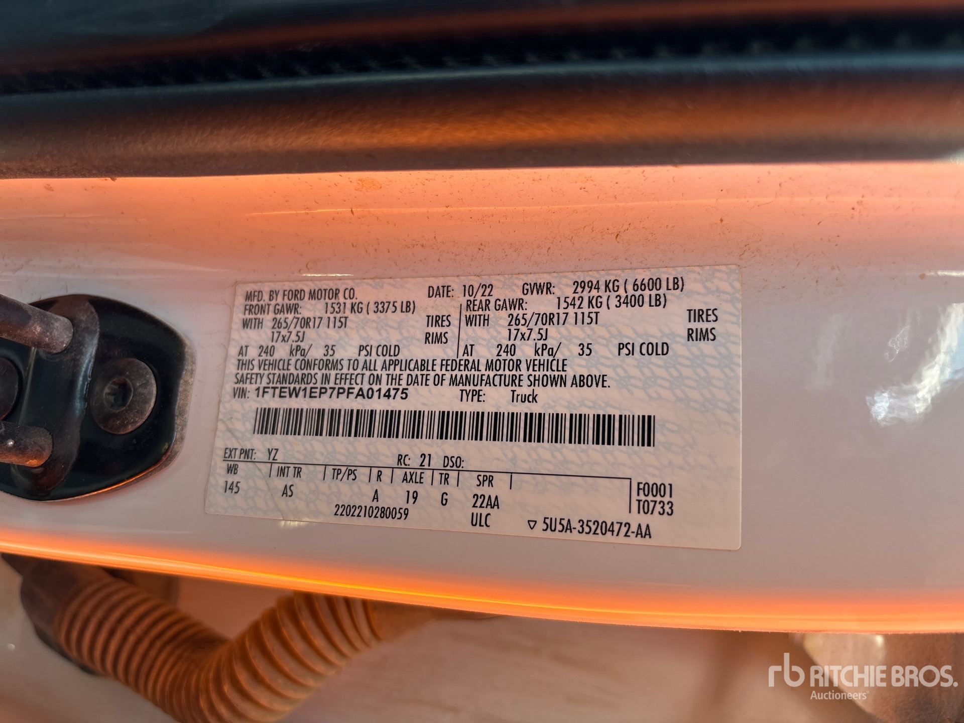 General Appearance with Serial Number / VIN