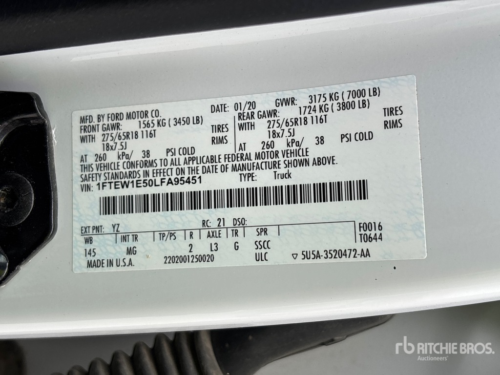 General Appearance with Serial Number / VIN