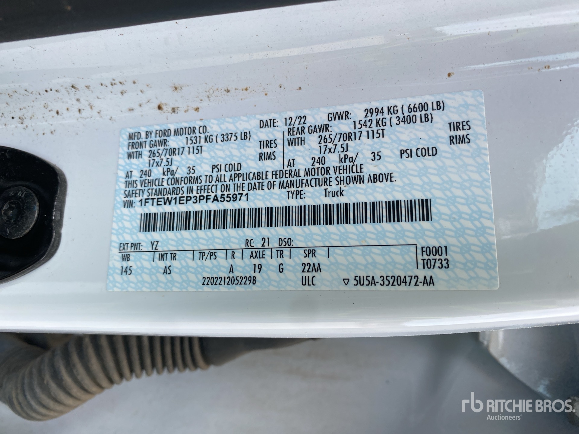 General Appearance with Serial Number / VIN