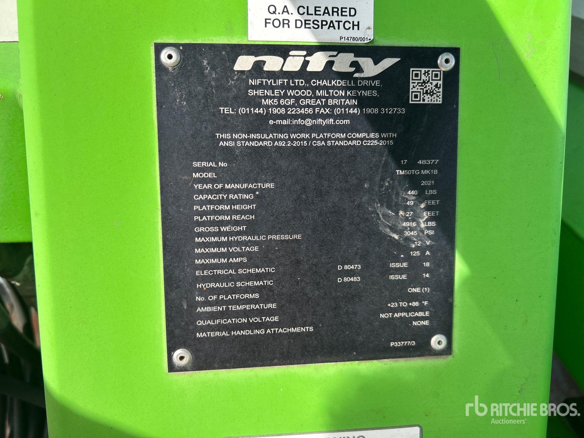 Photo of a 2021 Niftylift TM50TG