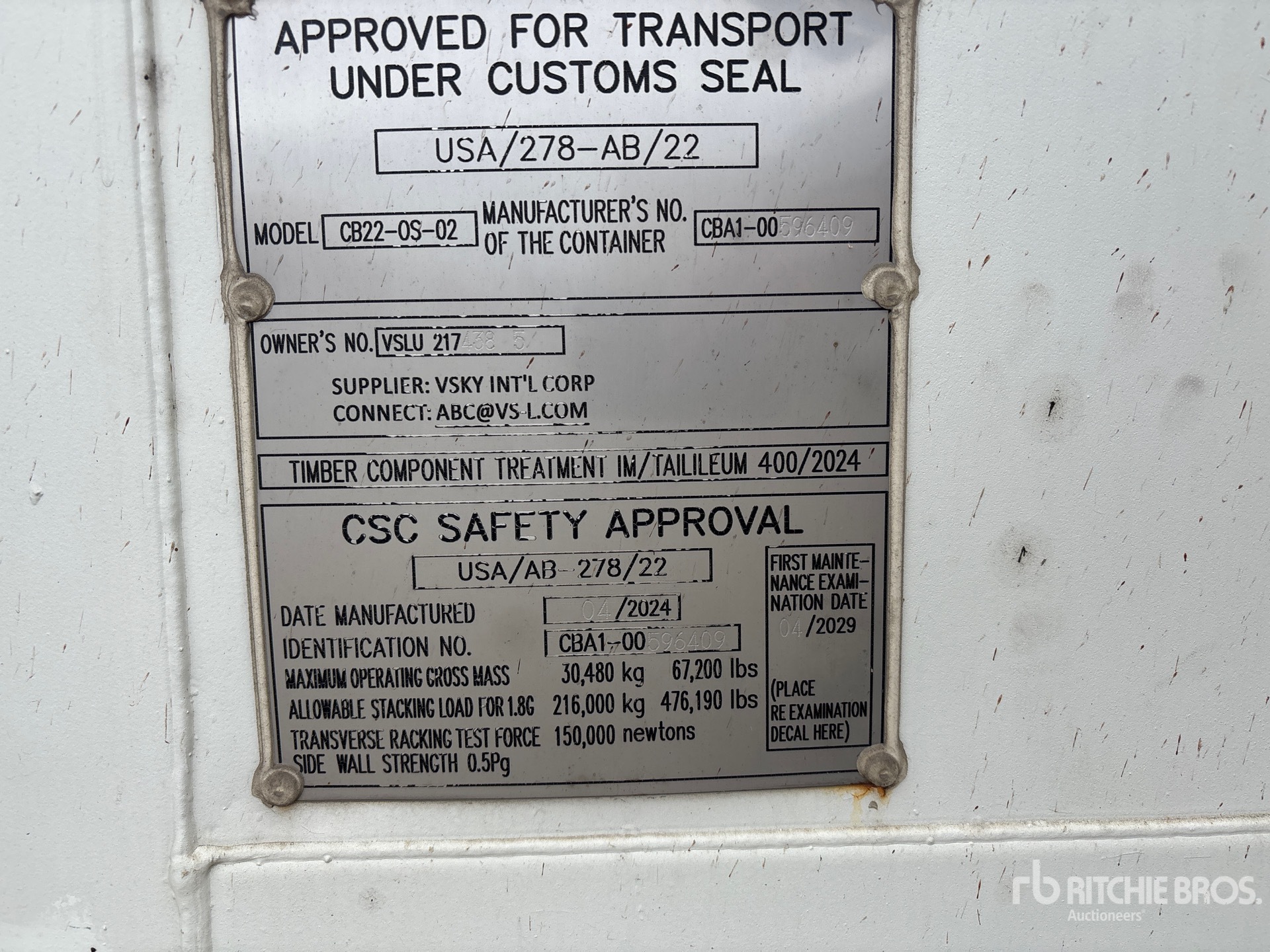 General Appearance with Serial Number / VIN