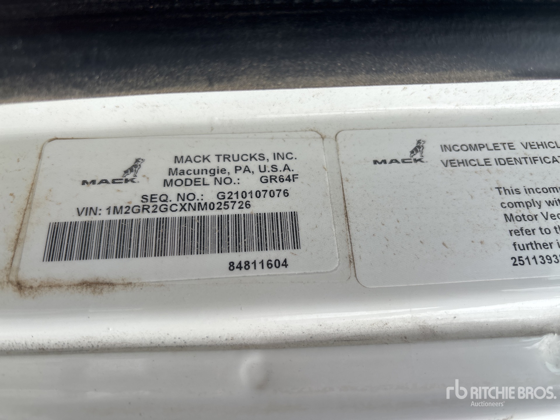 Photo of a 2022 Mack GR64F