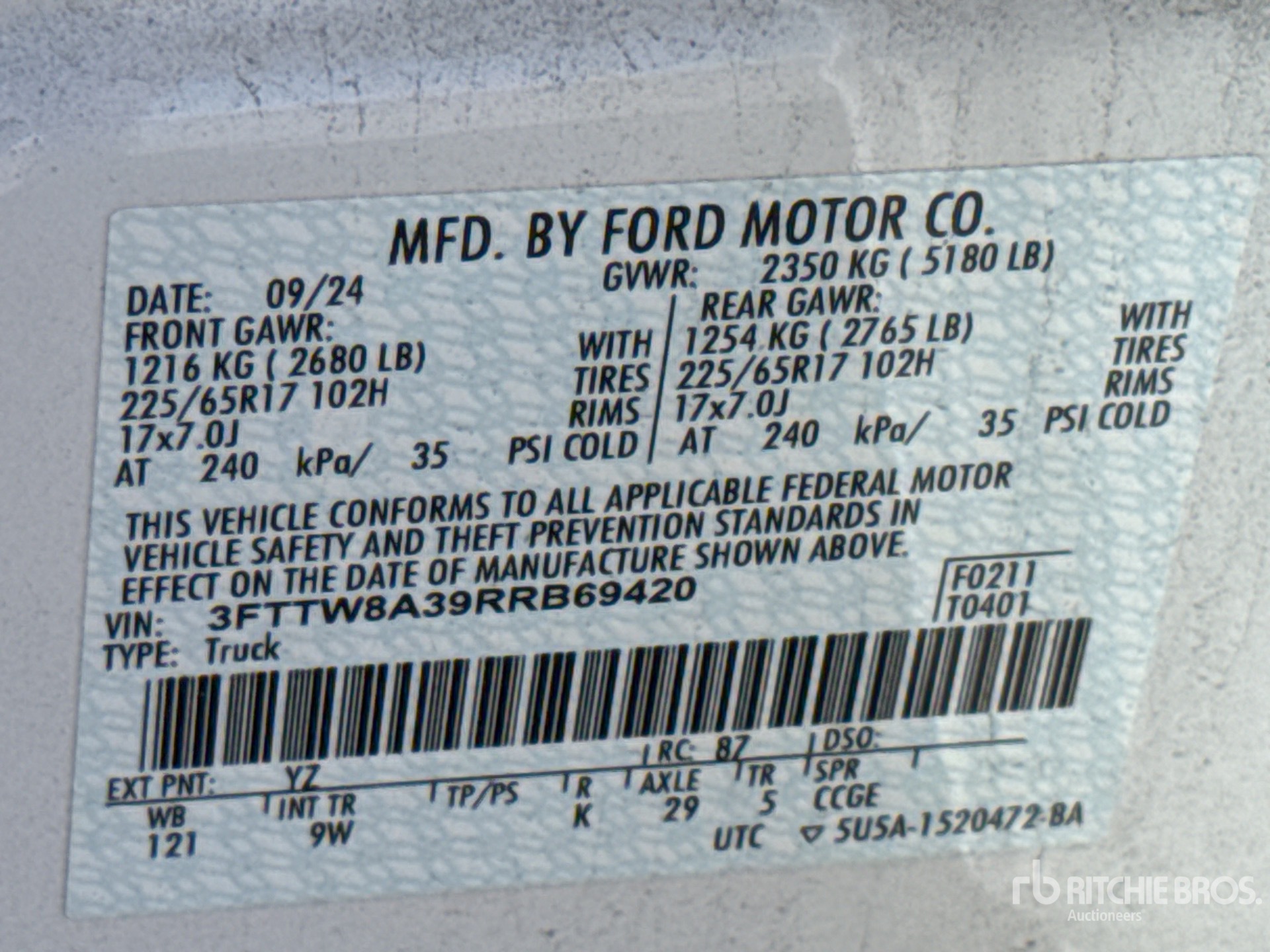 General Appearance with Serial Number / VIN