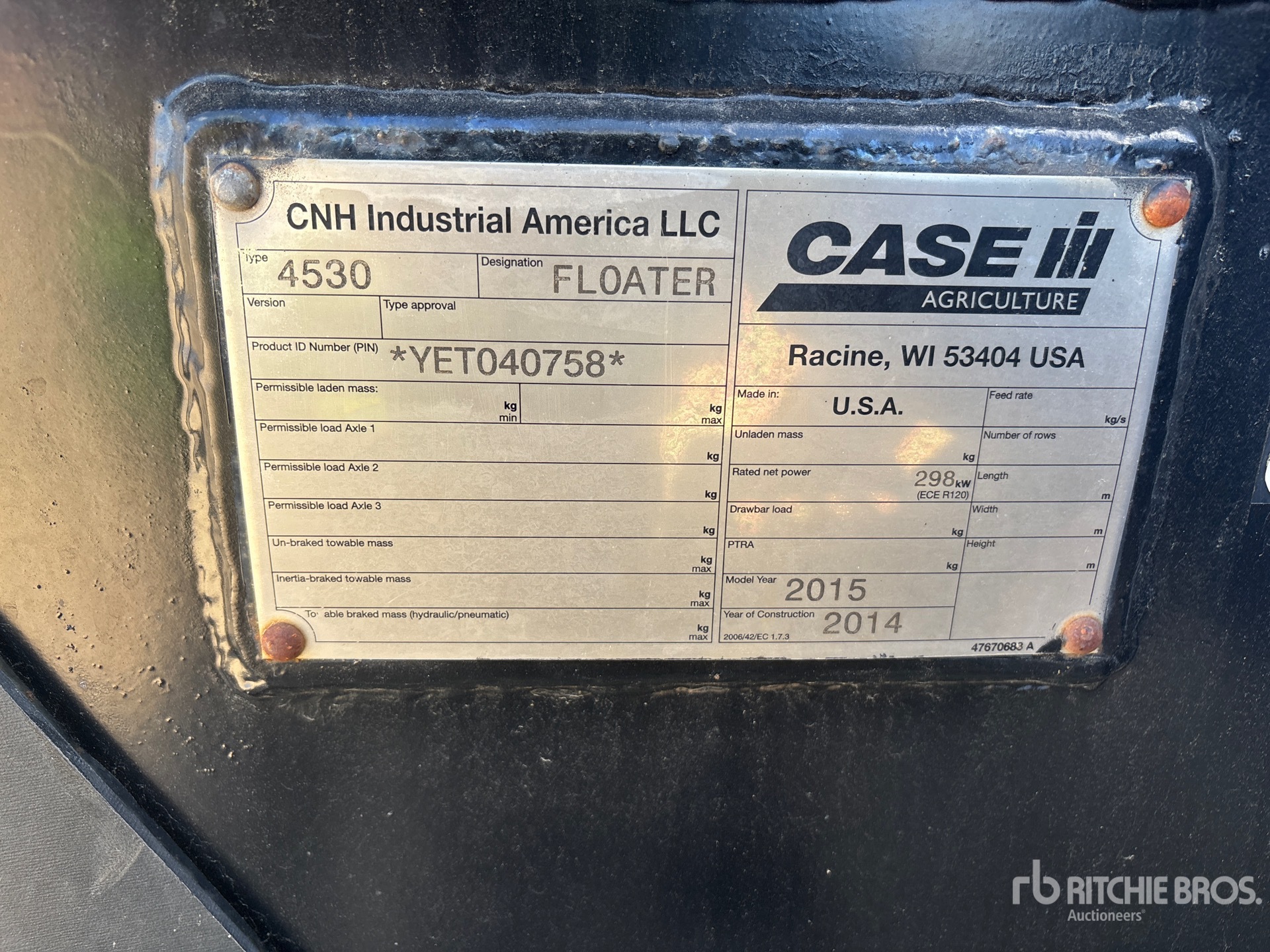 General Appearance with Serial Number / VIN