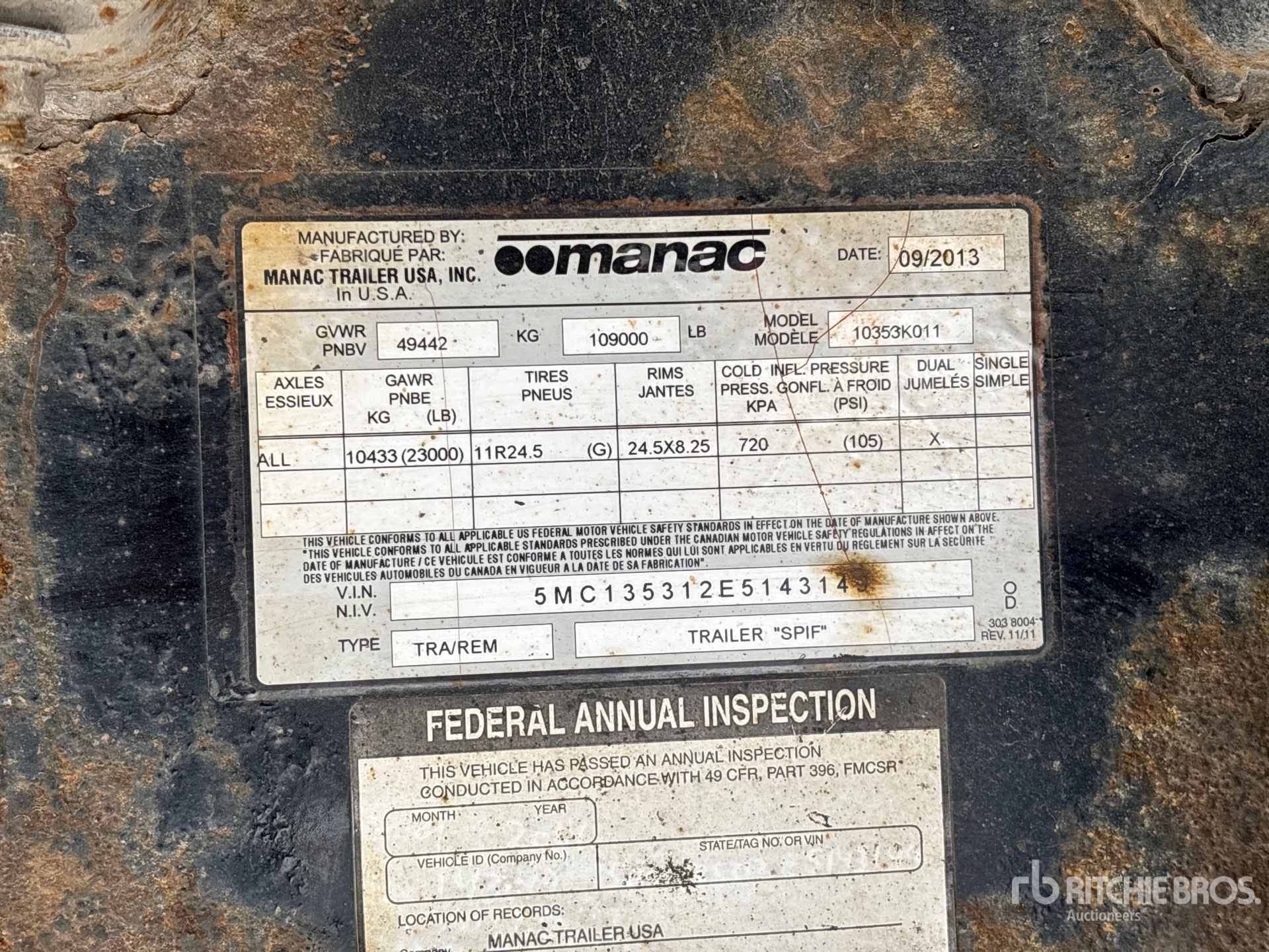 General Appearance with Serial Number / VIN