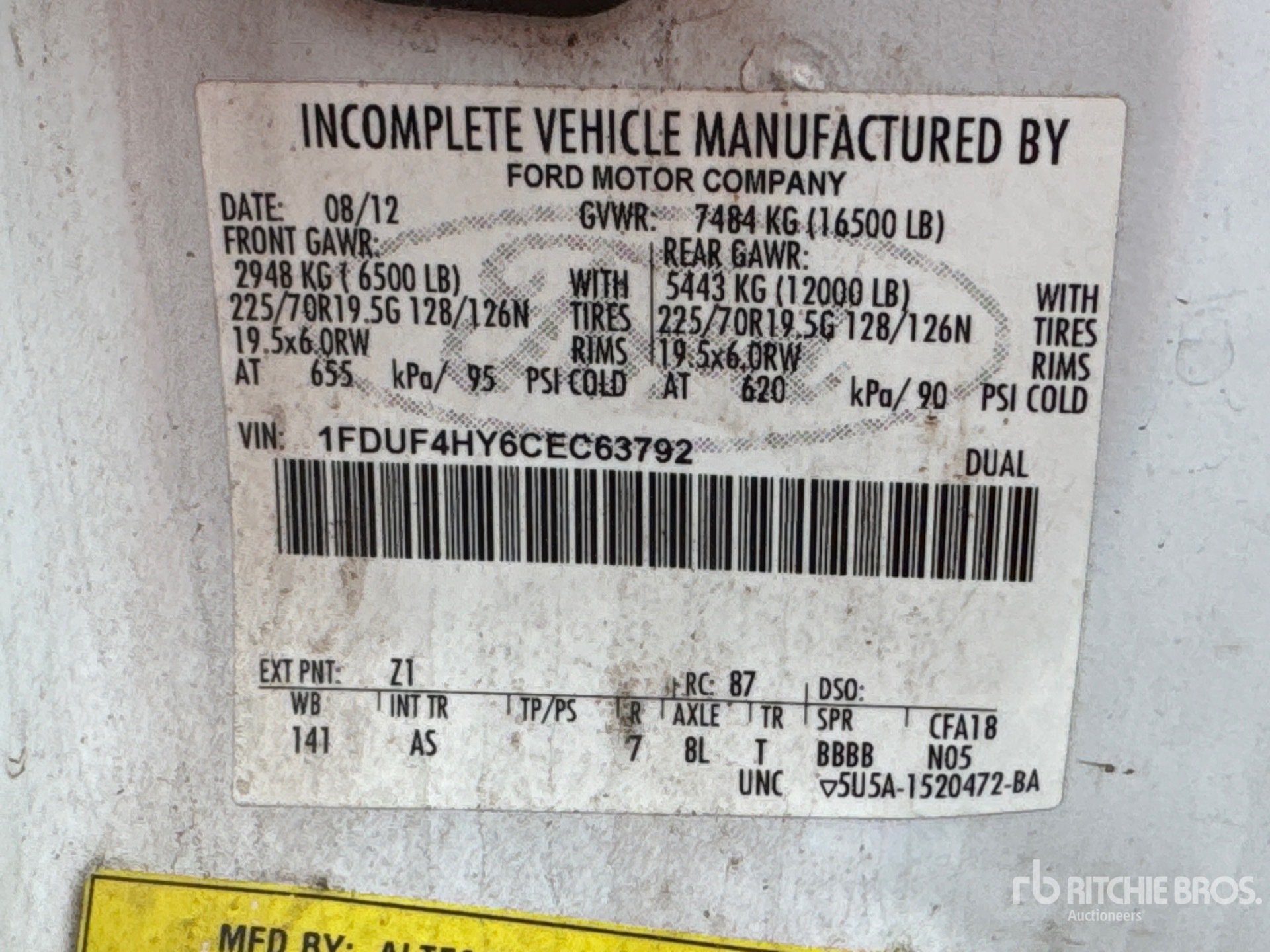 General Appearance with Serial Number / VIN