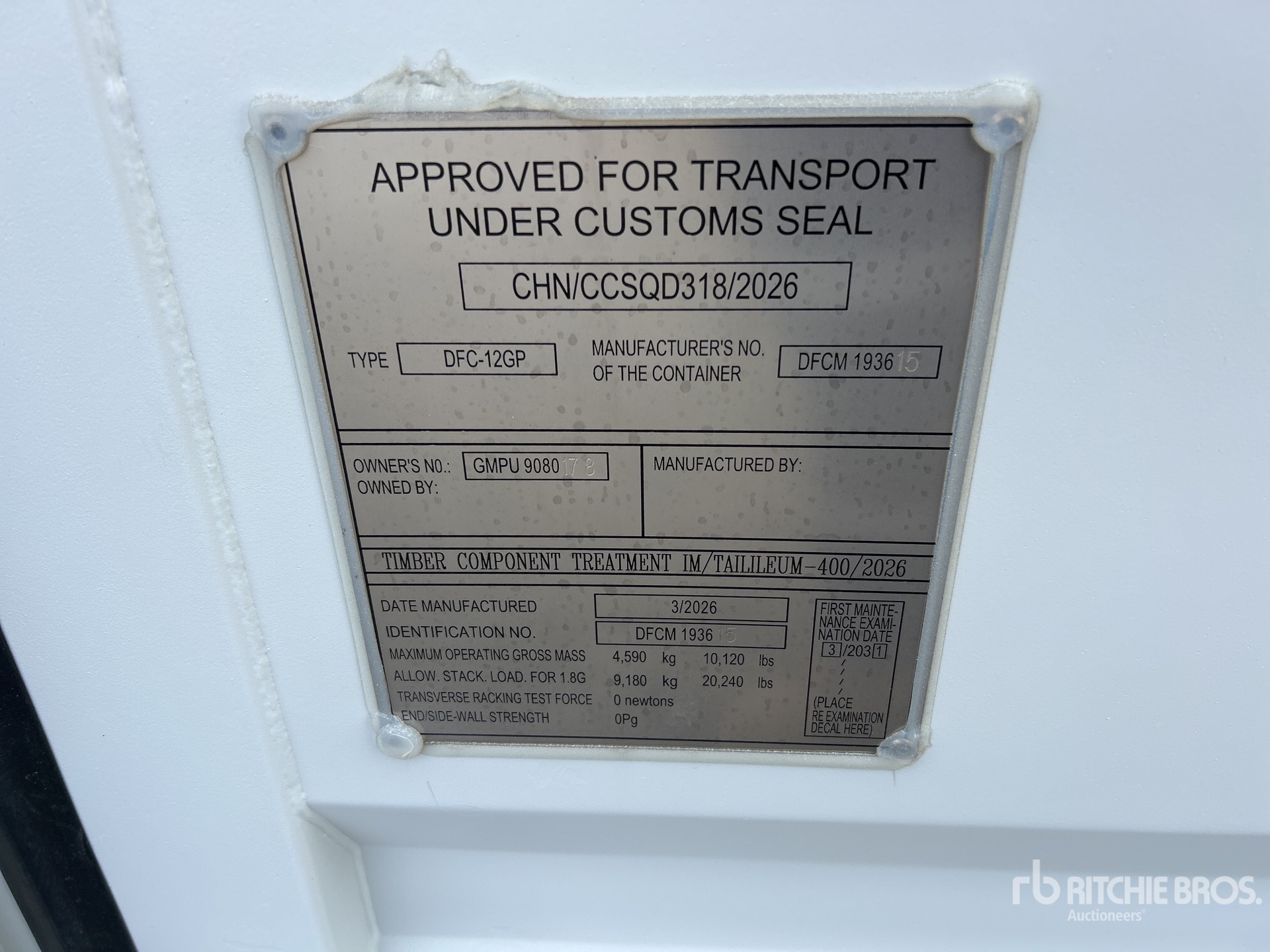 General Appearance with Serial Number / VIN