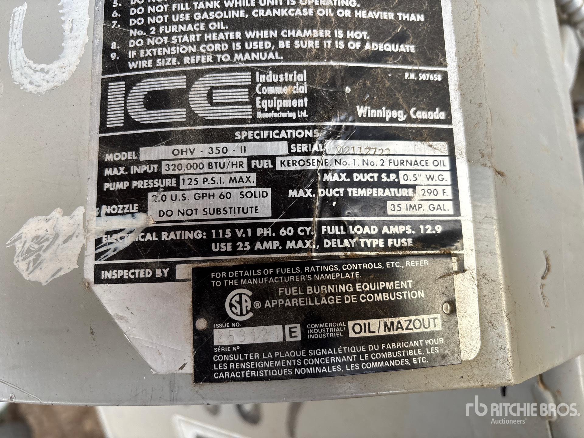 General Appearance with Serial Number / VIN