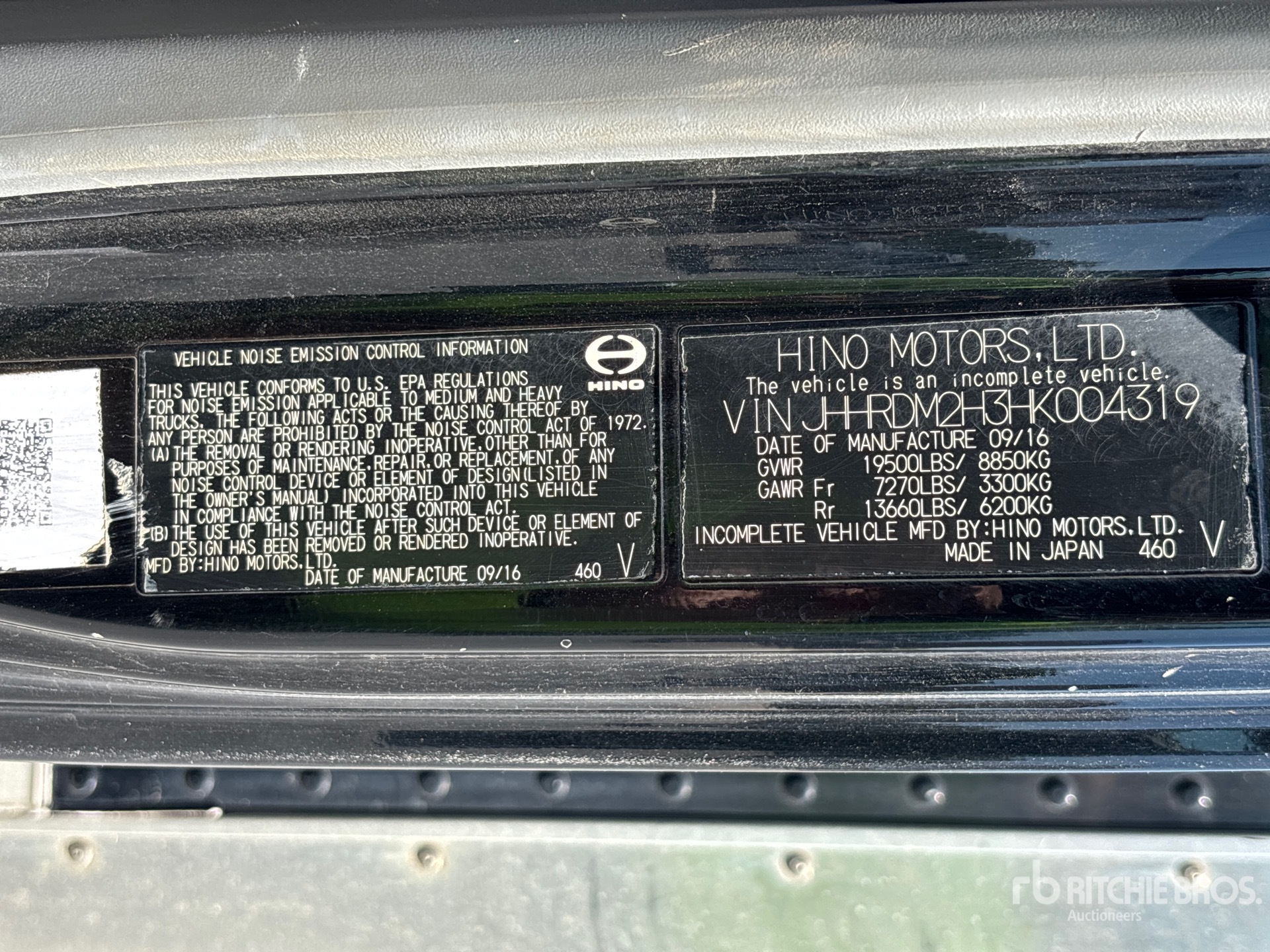 General Appearance with Serial Number / VIN