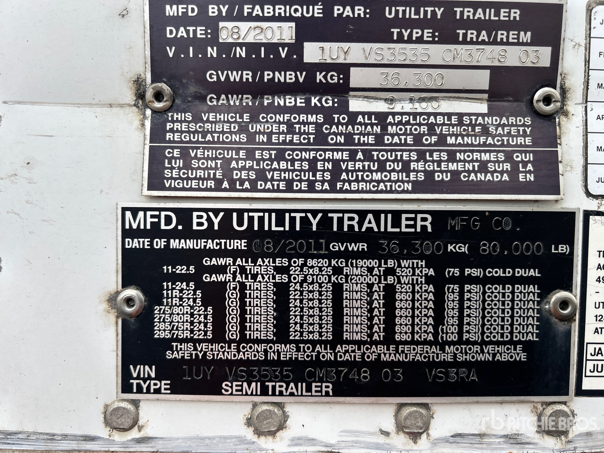 General Appearance with Serial Number / VIN