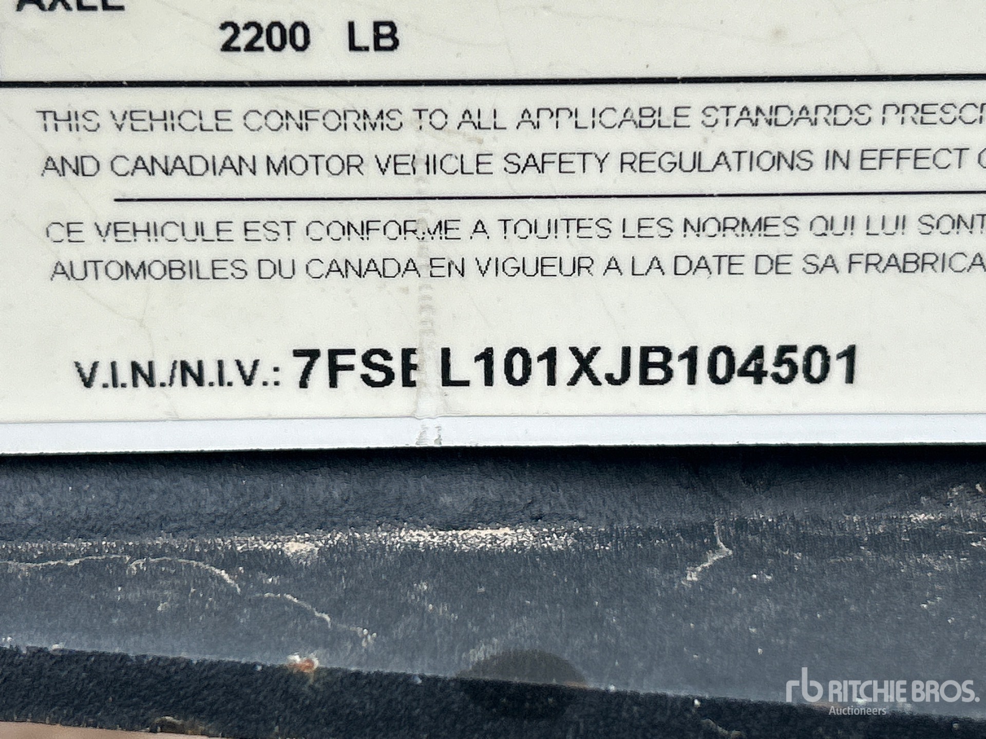 General Appearance with Numéro de série/Numéro d'identification du véhicule automobile