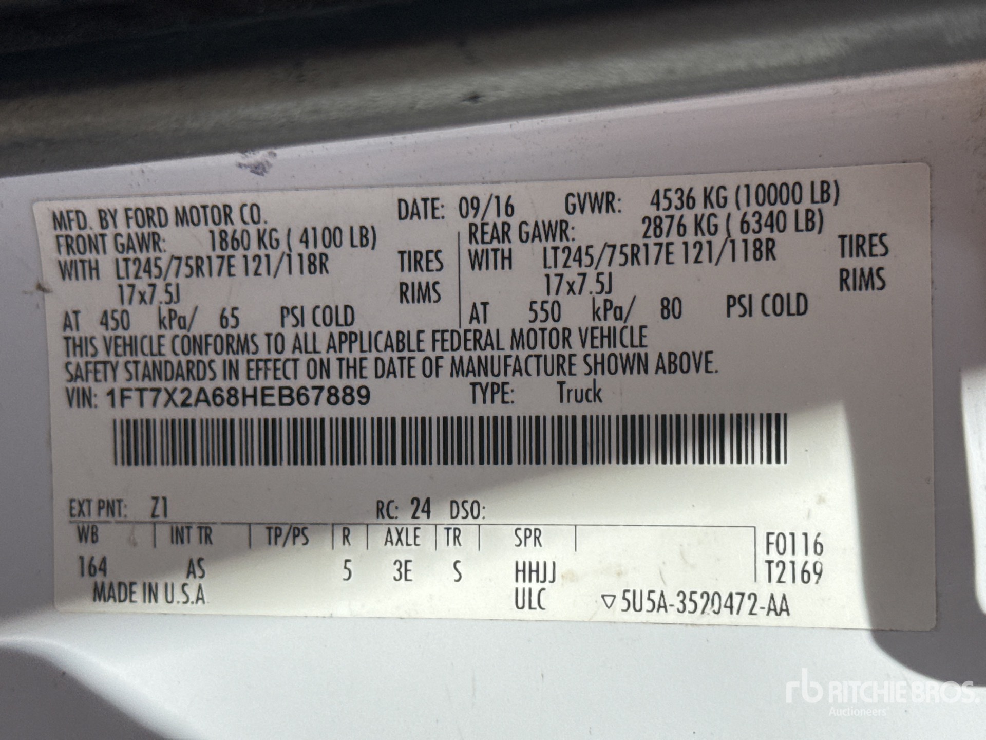 General Appearance with Serial Number / VIN