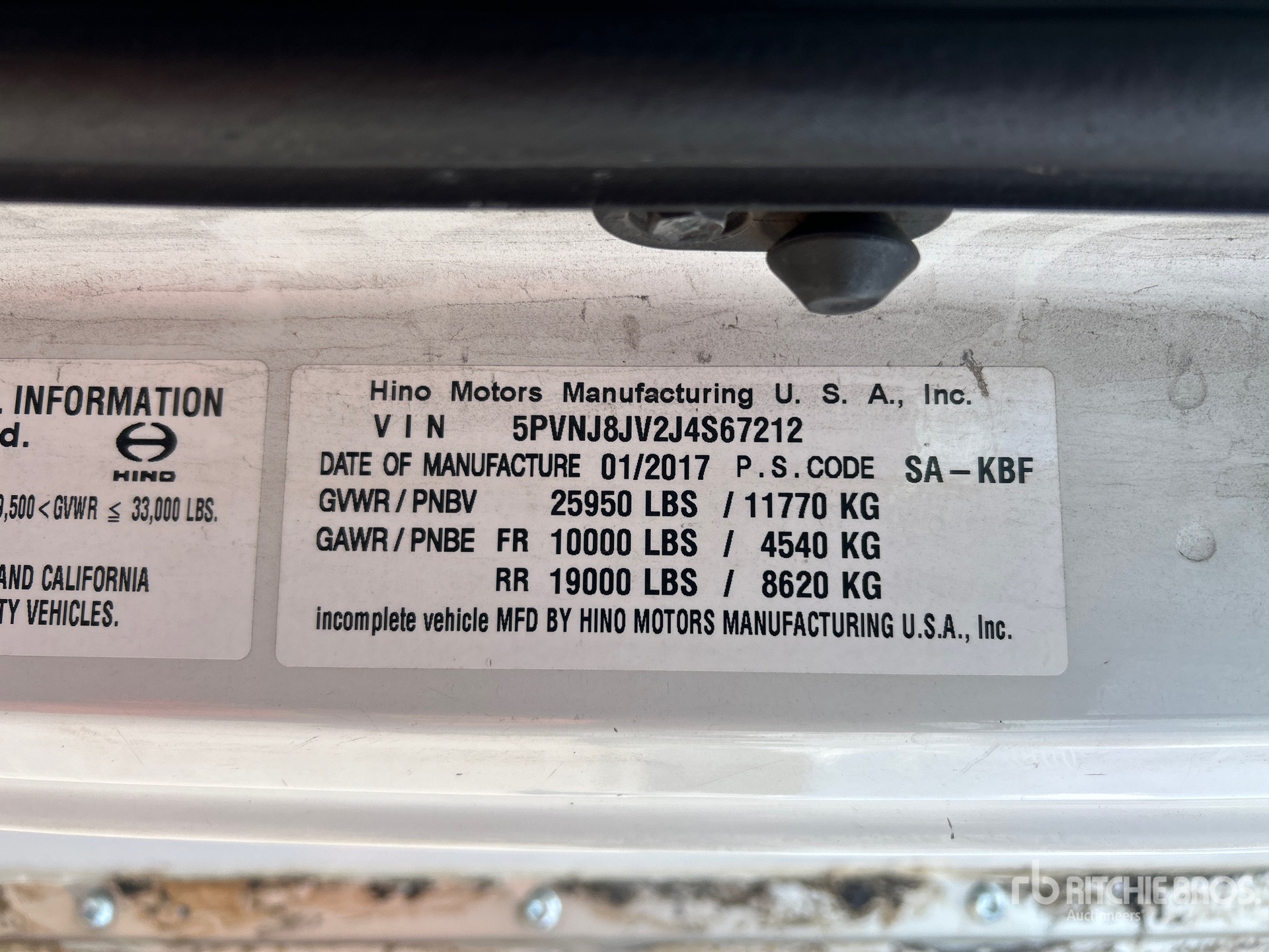 General Appearance with Serial Number / VIN