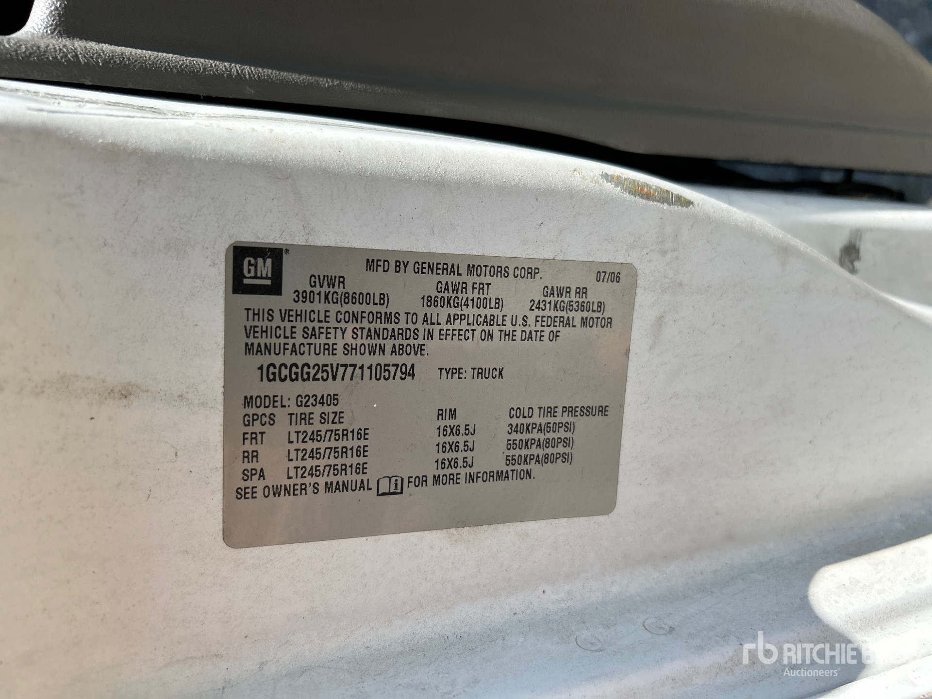 General Appearance with Serial Number / VIN