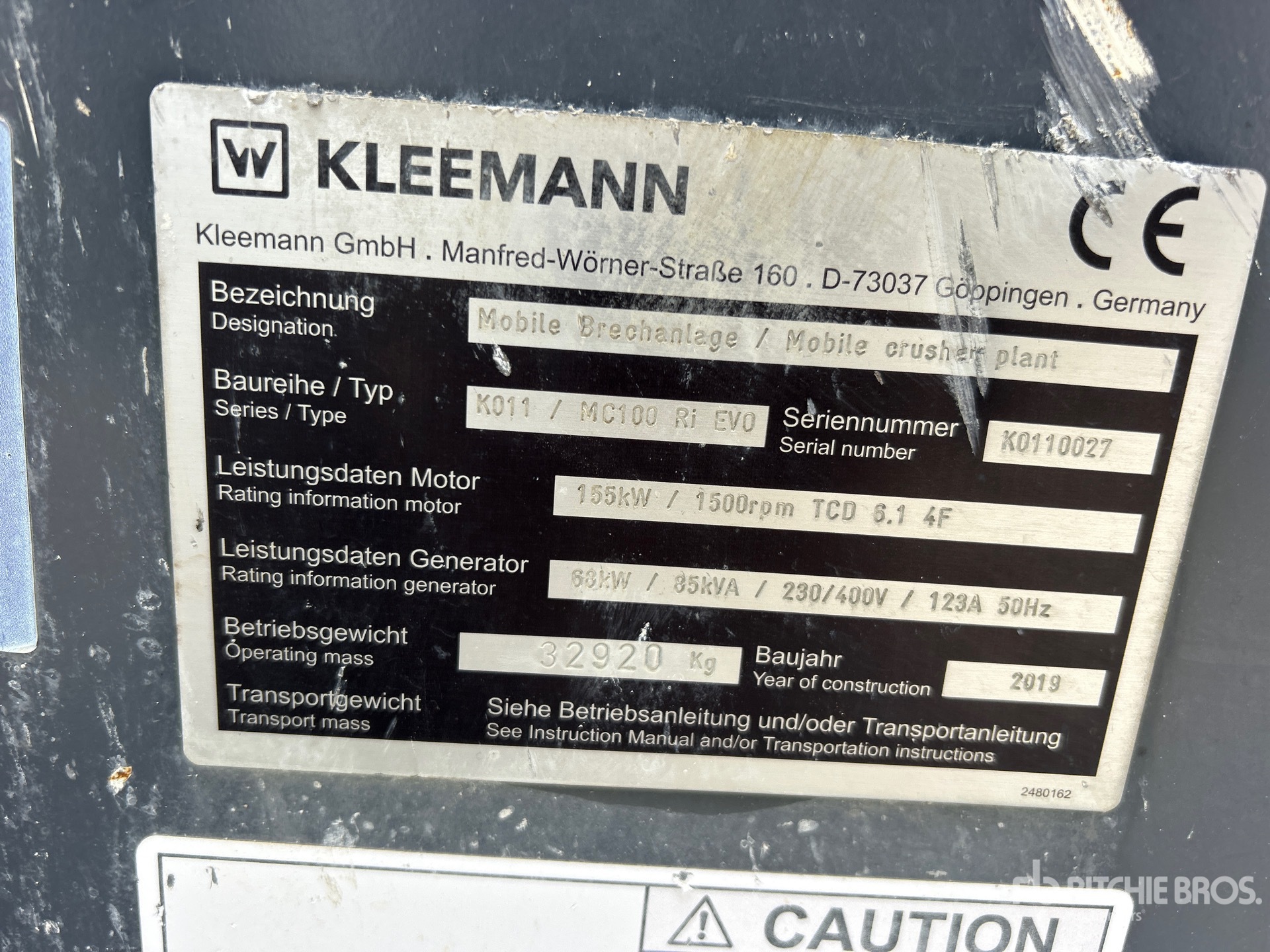 General Appearance with Serial Number / VIN