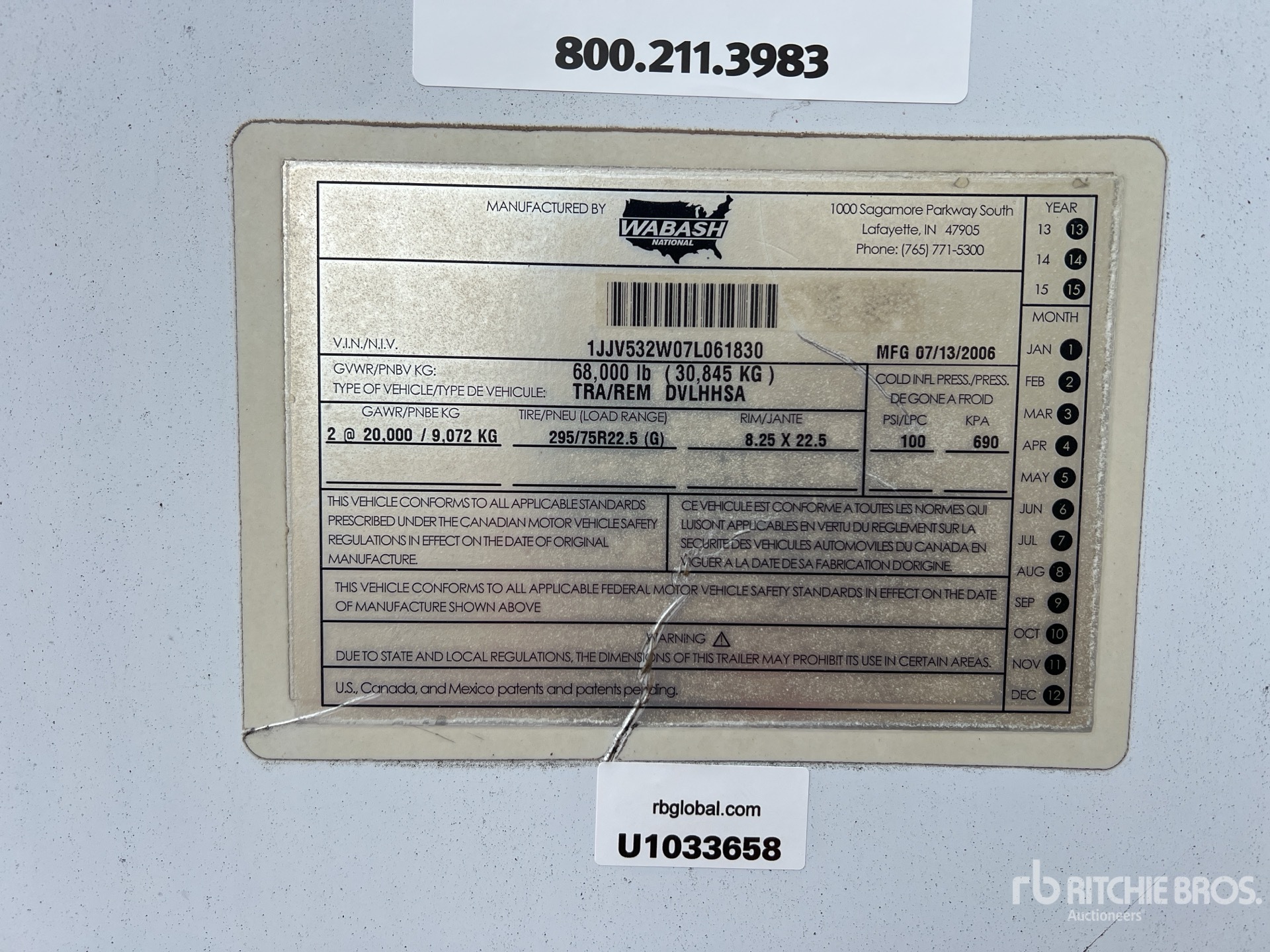 General Appearance with Serial Number / VIN