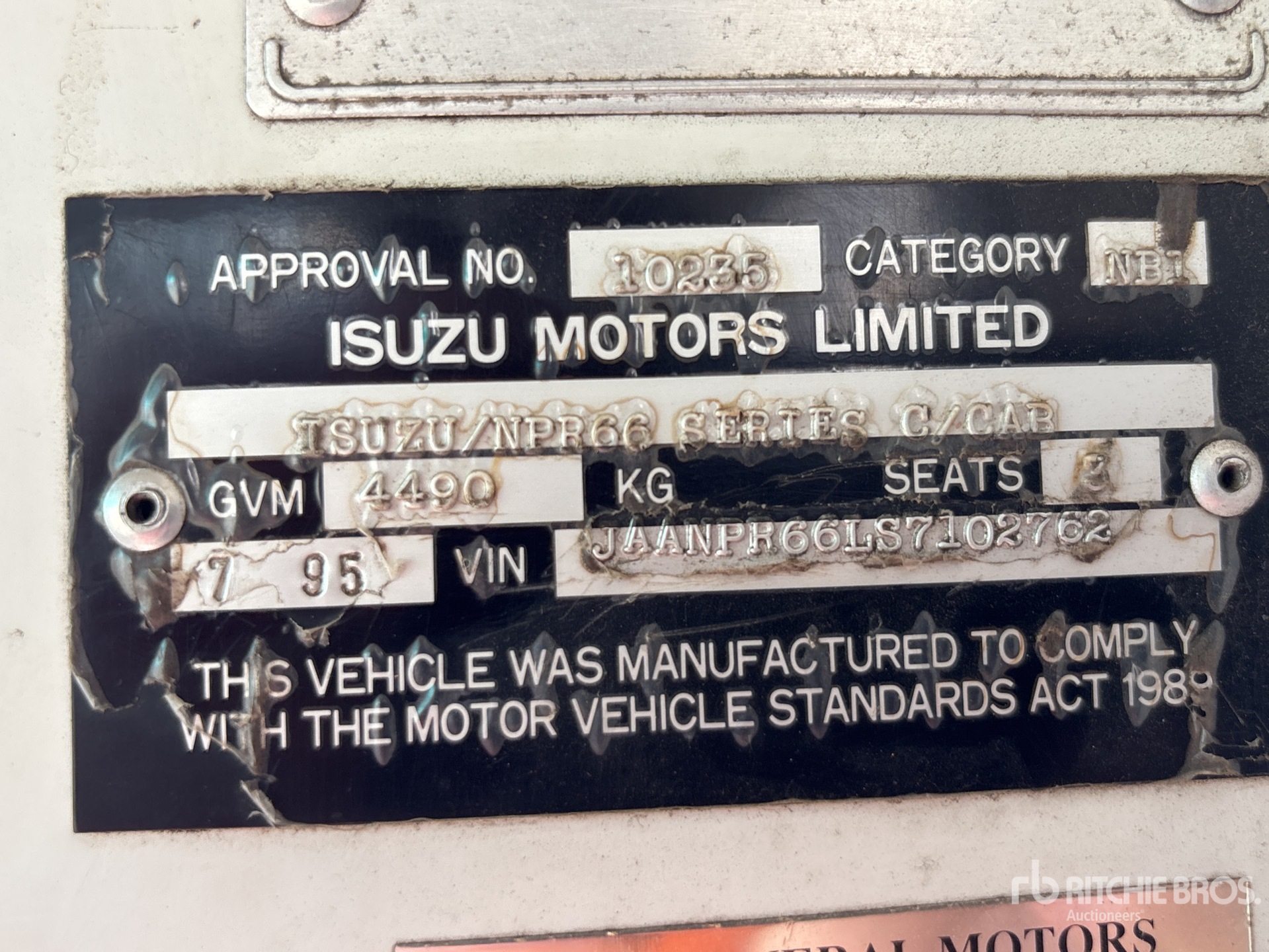 General Appearance with Serial Number / VIN