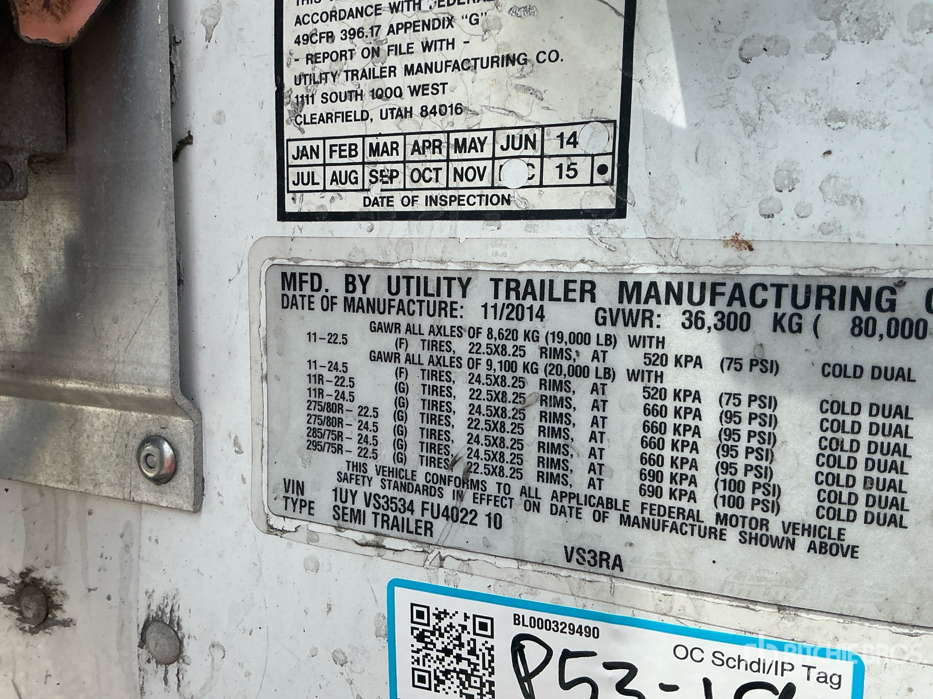 Photo of a 2015 Utility 53 ft Tri/A