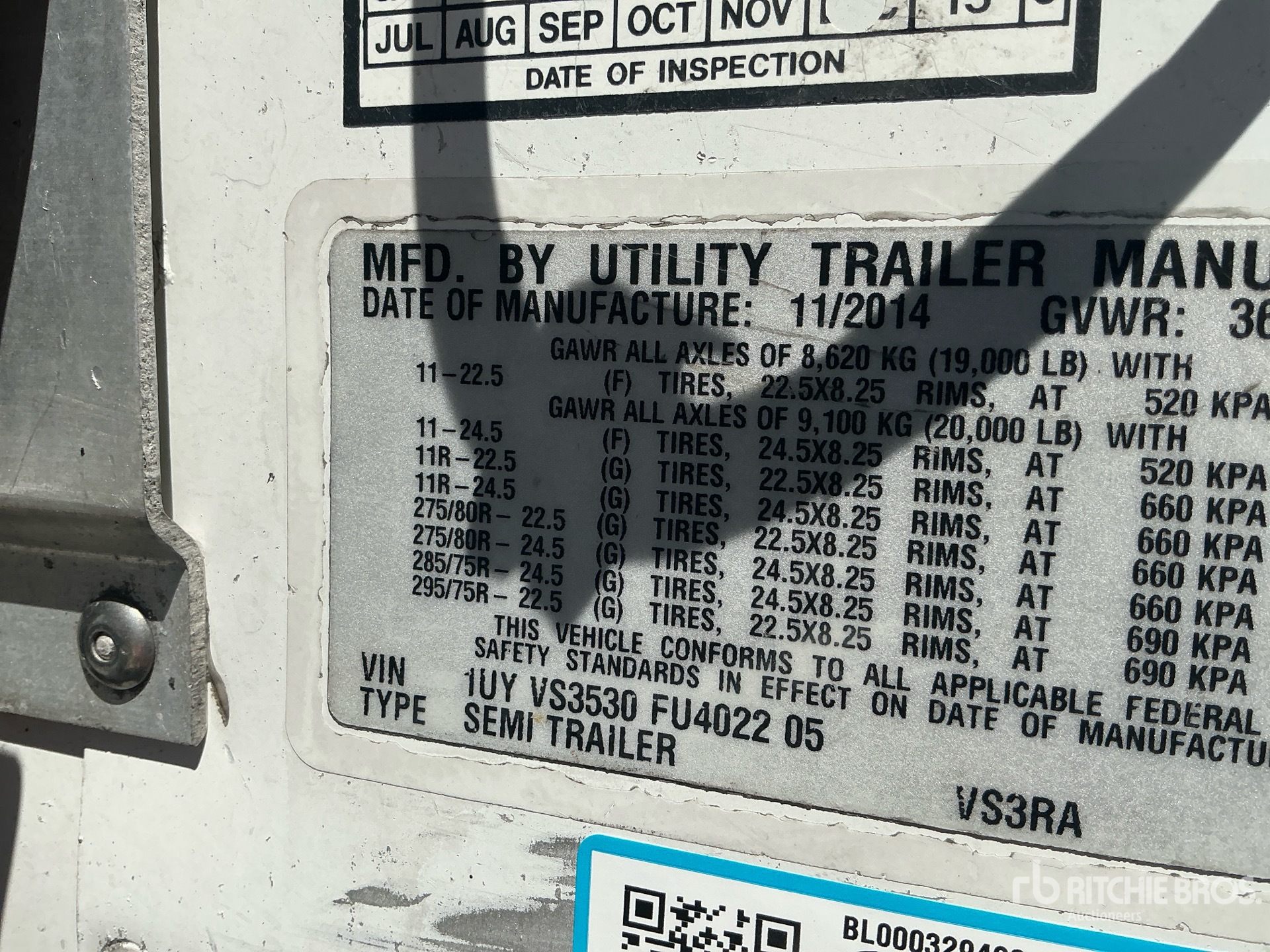 Photo of a 2015 Utility 53 ft Tri/A
