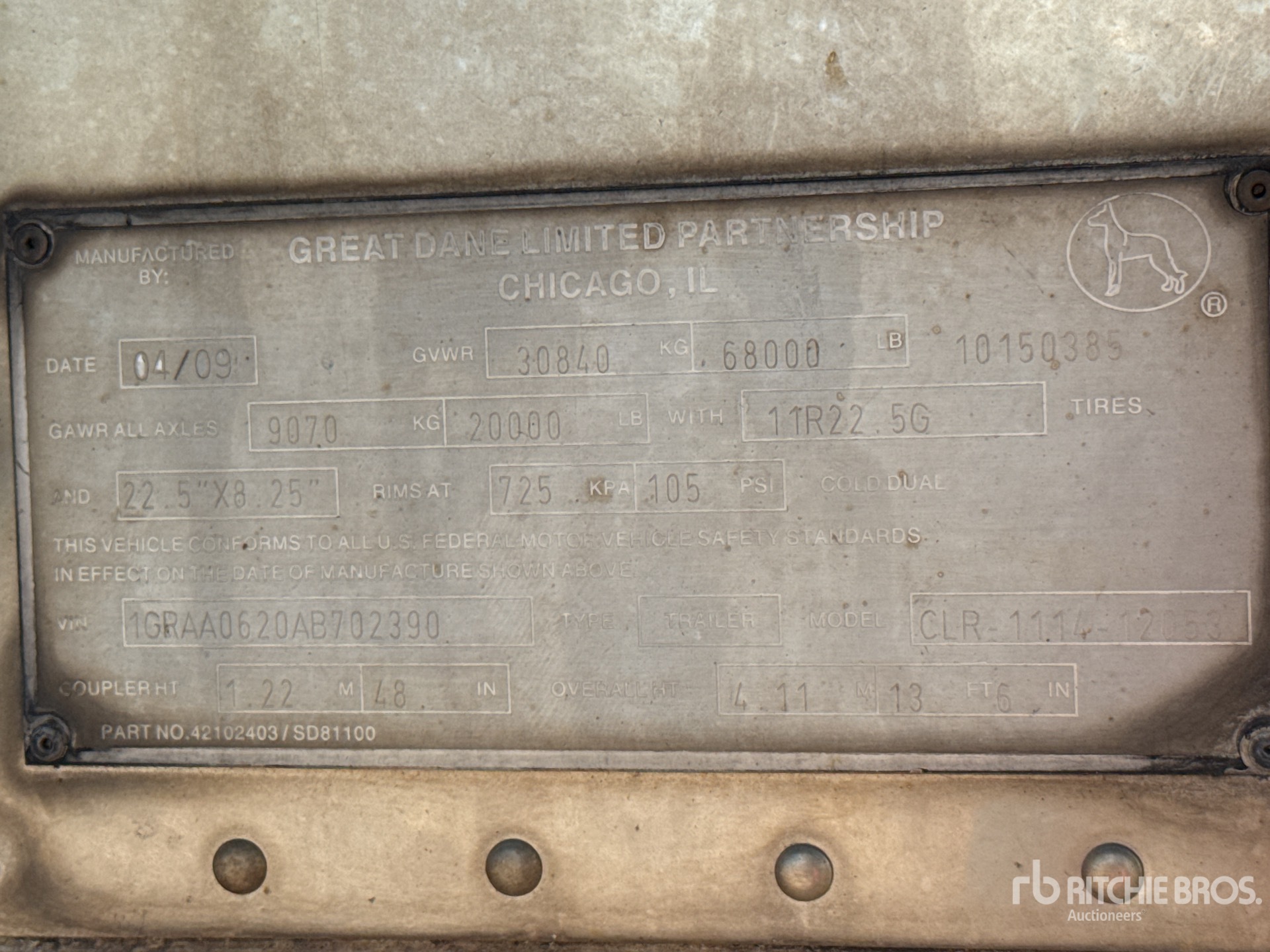 General Appearance with Serial Number / VIN