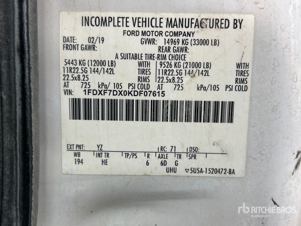 General Appearance with Serial Number / VIN