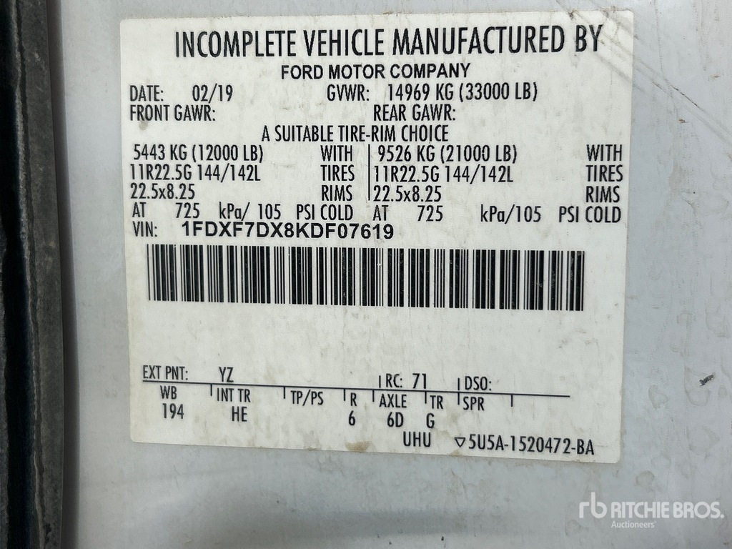 General Appearance with Serial Number / VIN