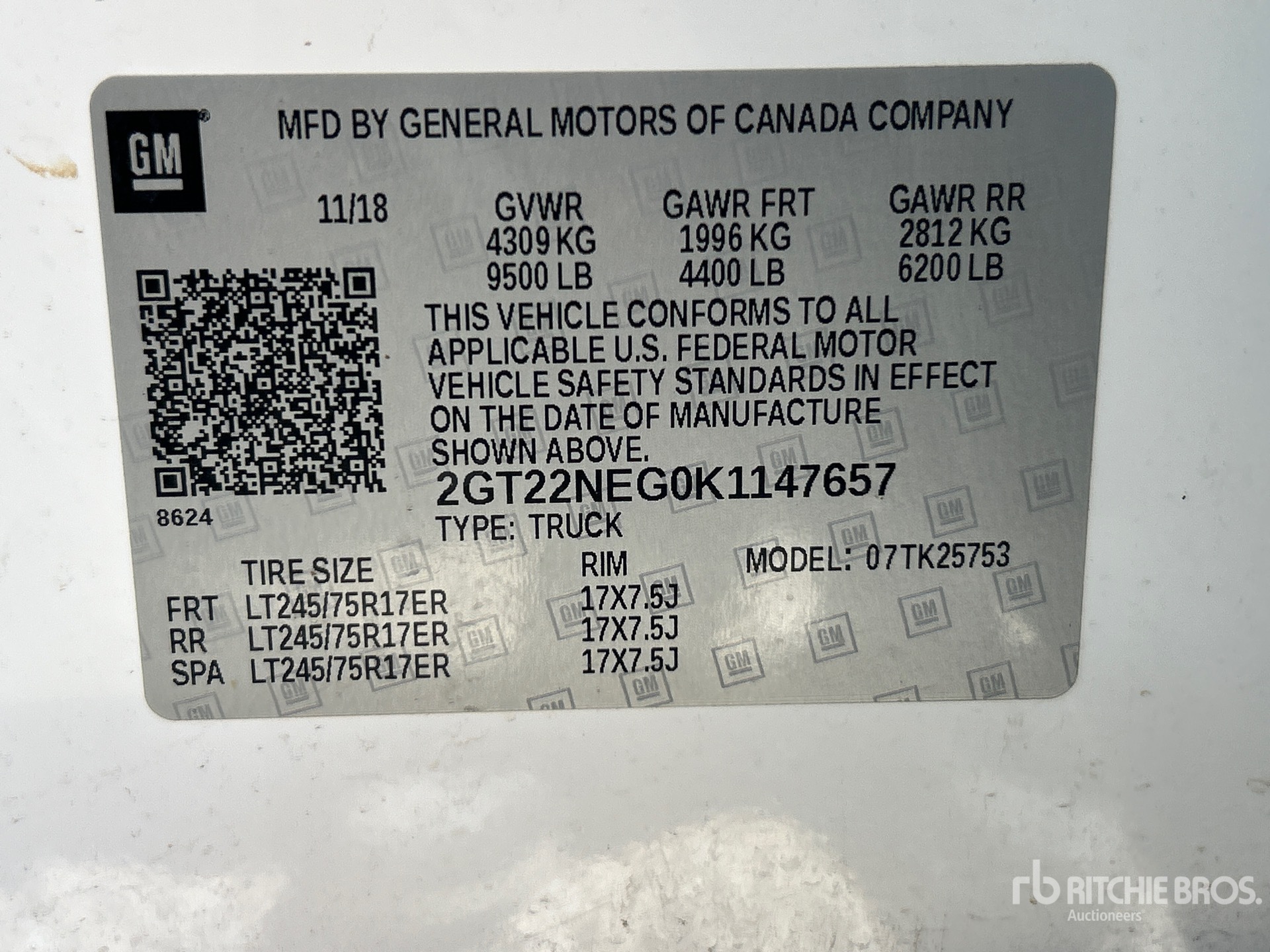 General Appearance with Serial Number / VIN