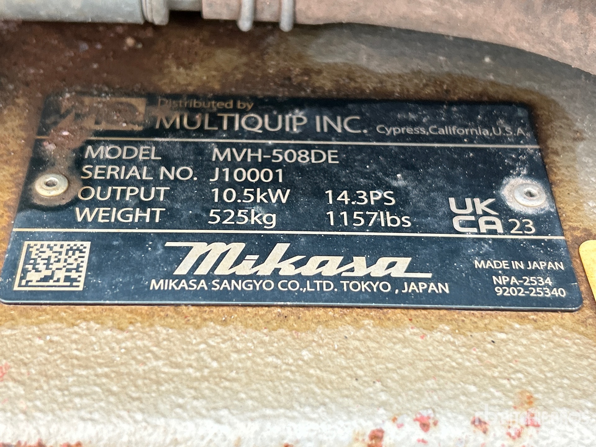 Mikasa MVH-508DE Vibratory Plate Compactor (Inoperable) | Ritchie
