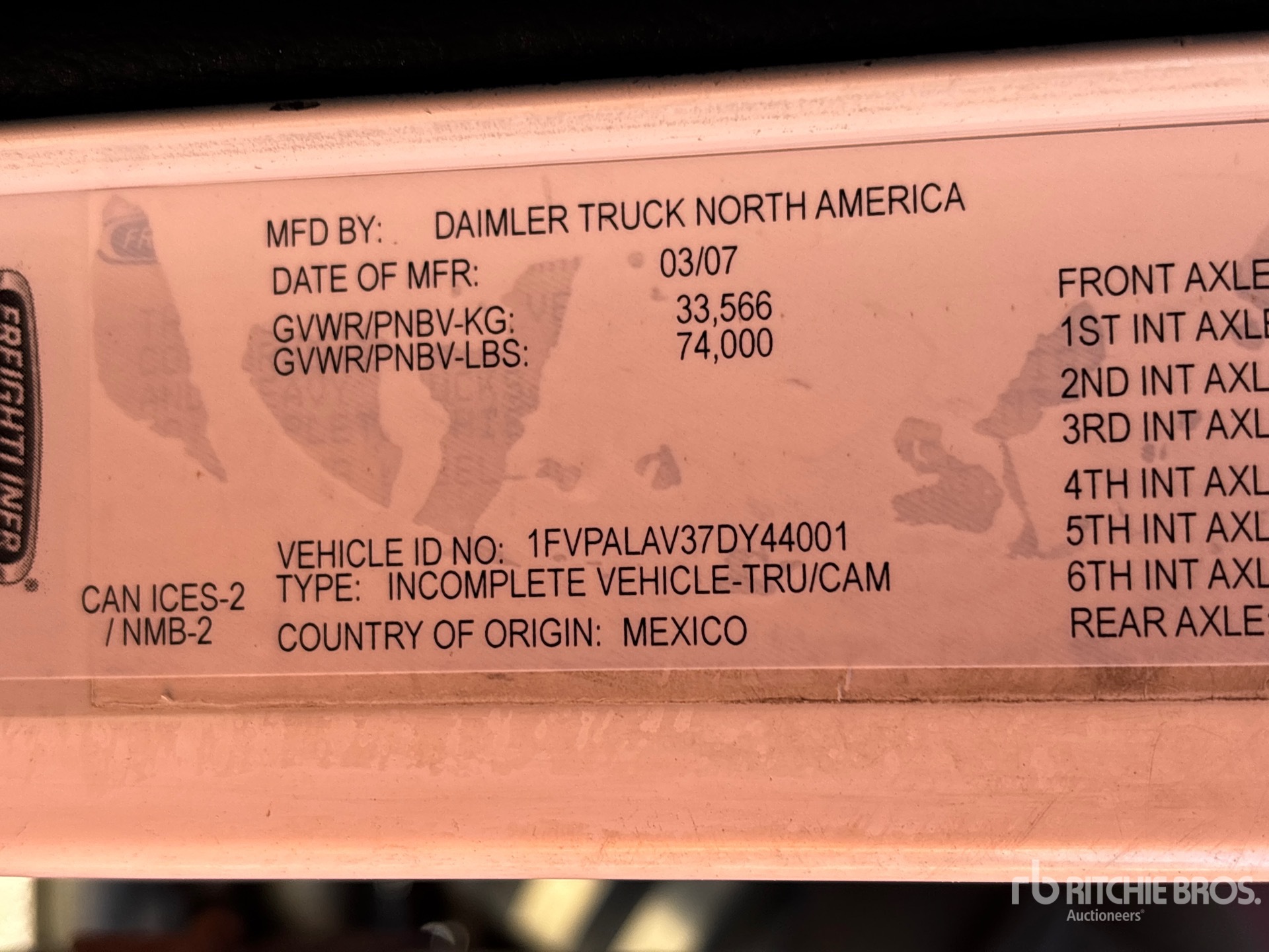 General Appearance with Serial Number / VIN