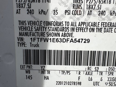 General Appearance with Serial Number / VIN