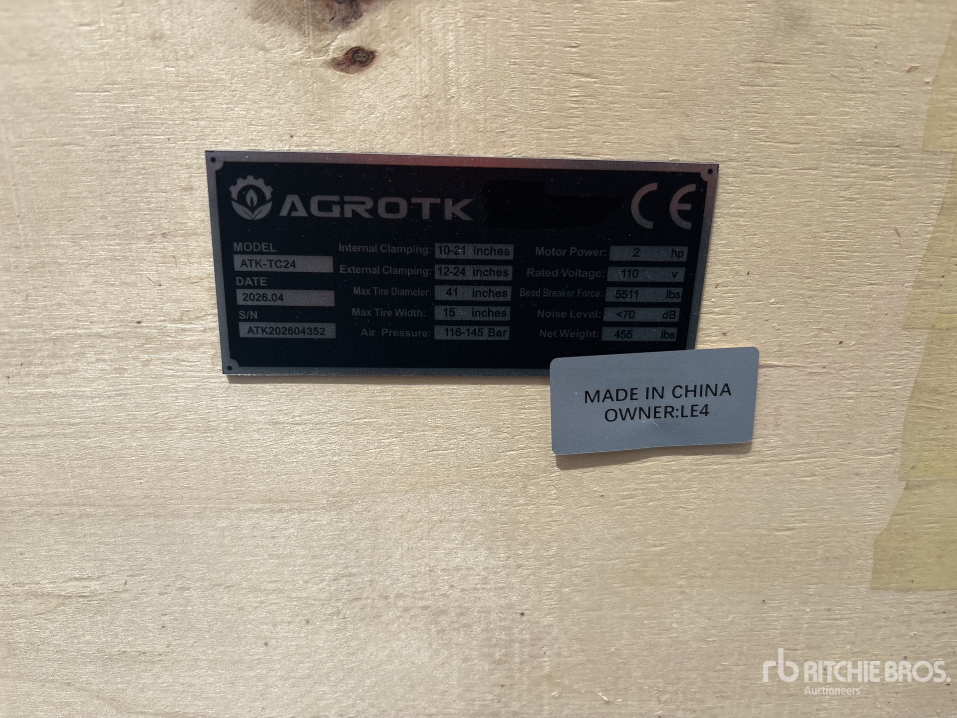 General Appearance with Serial Number / VIN