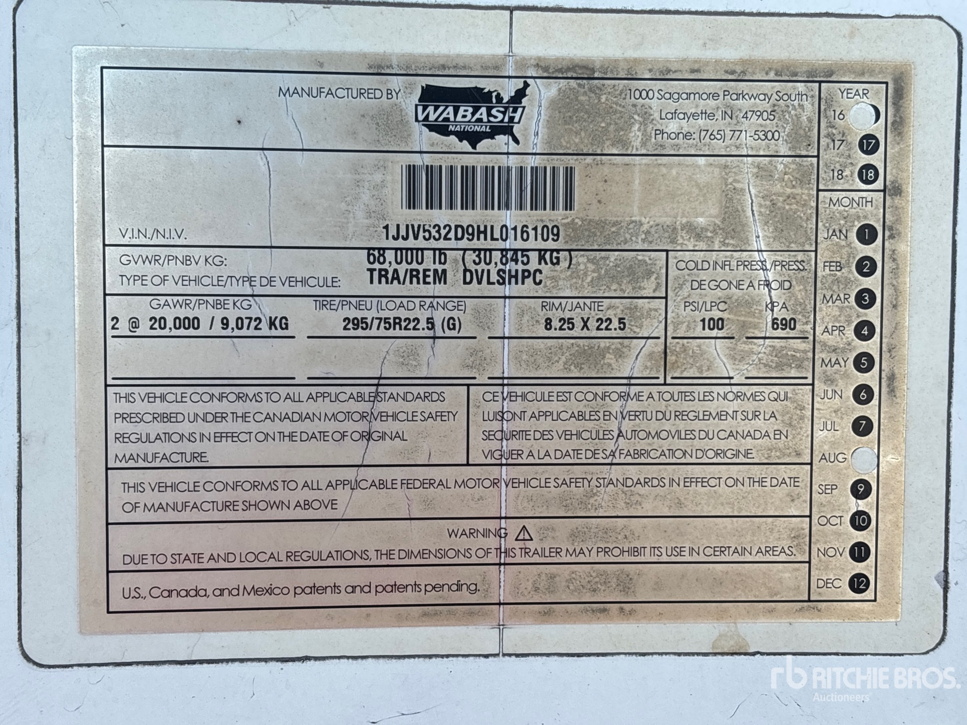 General Appearance with Serial Number / VIN