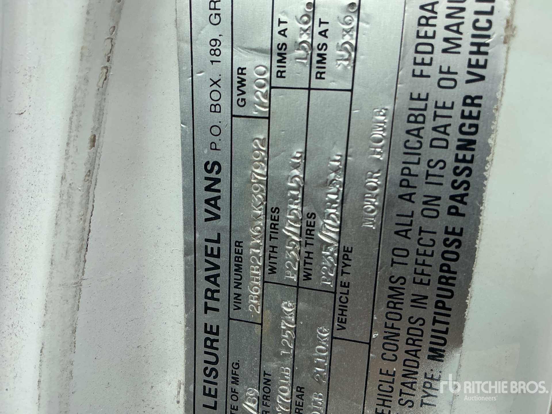 General Appearance with Serial Number / VIN