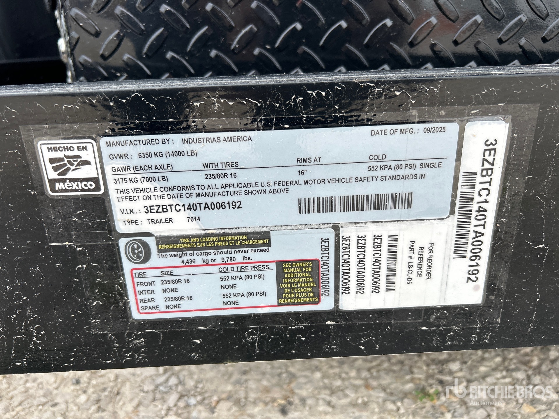 General Appearance with Serial Number / VIN