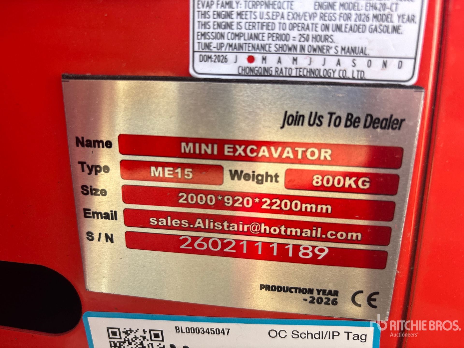 General Appearance with Serial Number / VIN