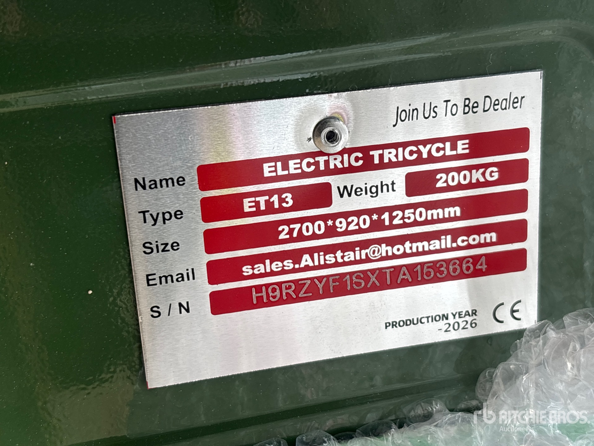 General Appearance with Serial Number / VIN