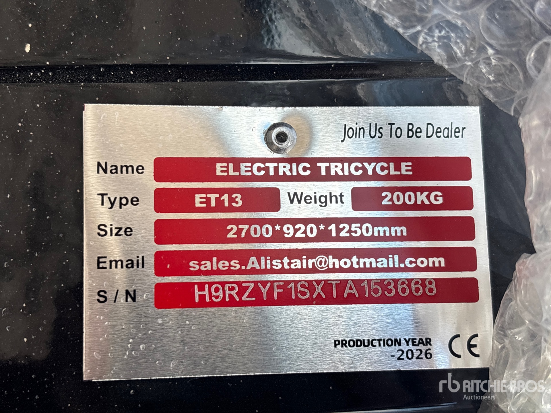 General Appearance with Serial Number / VIN
