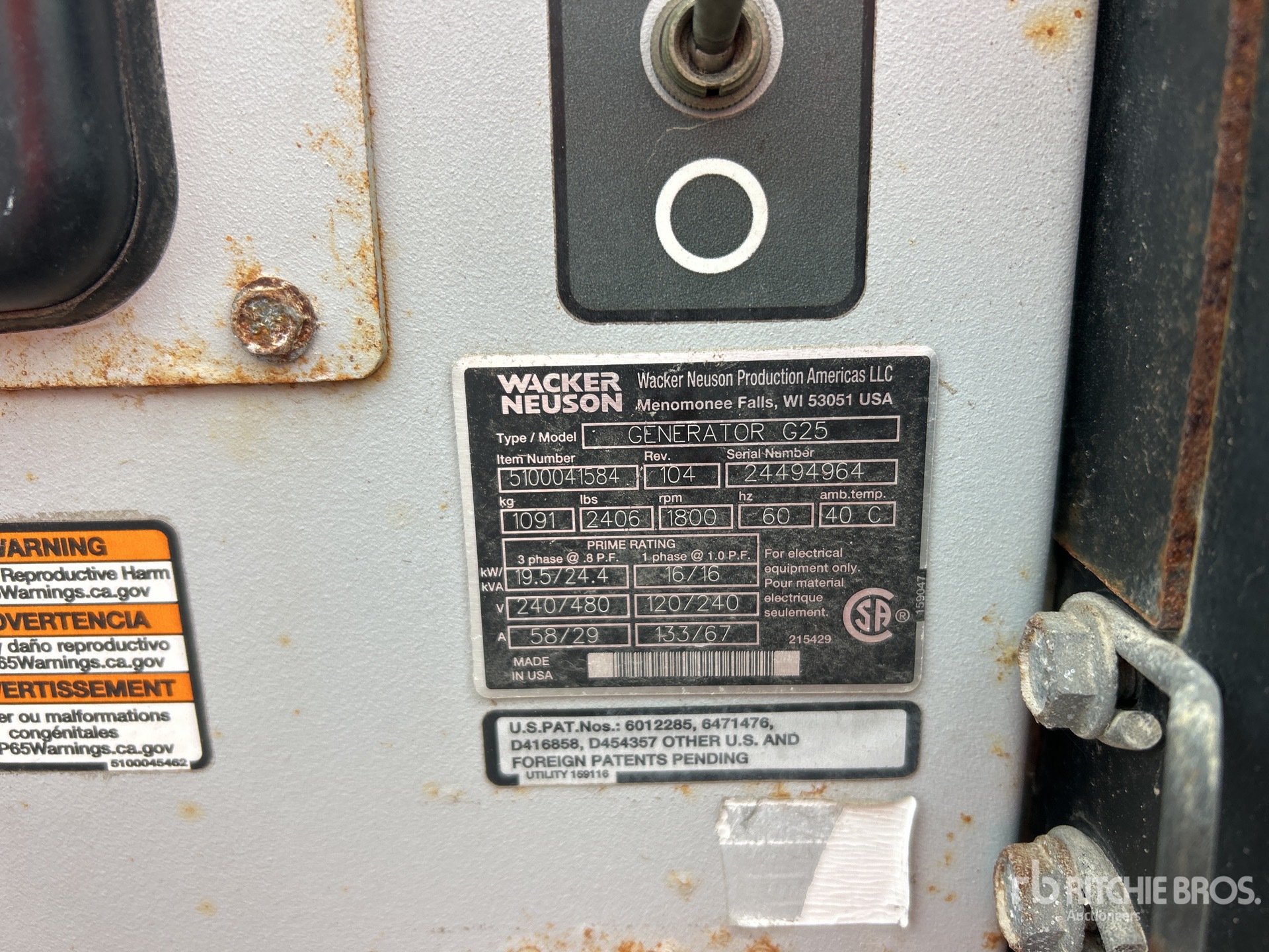 General Appearance with Unit Serial Number
