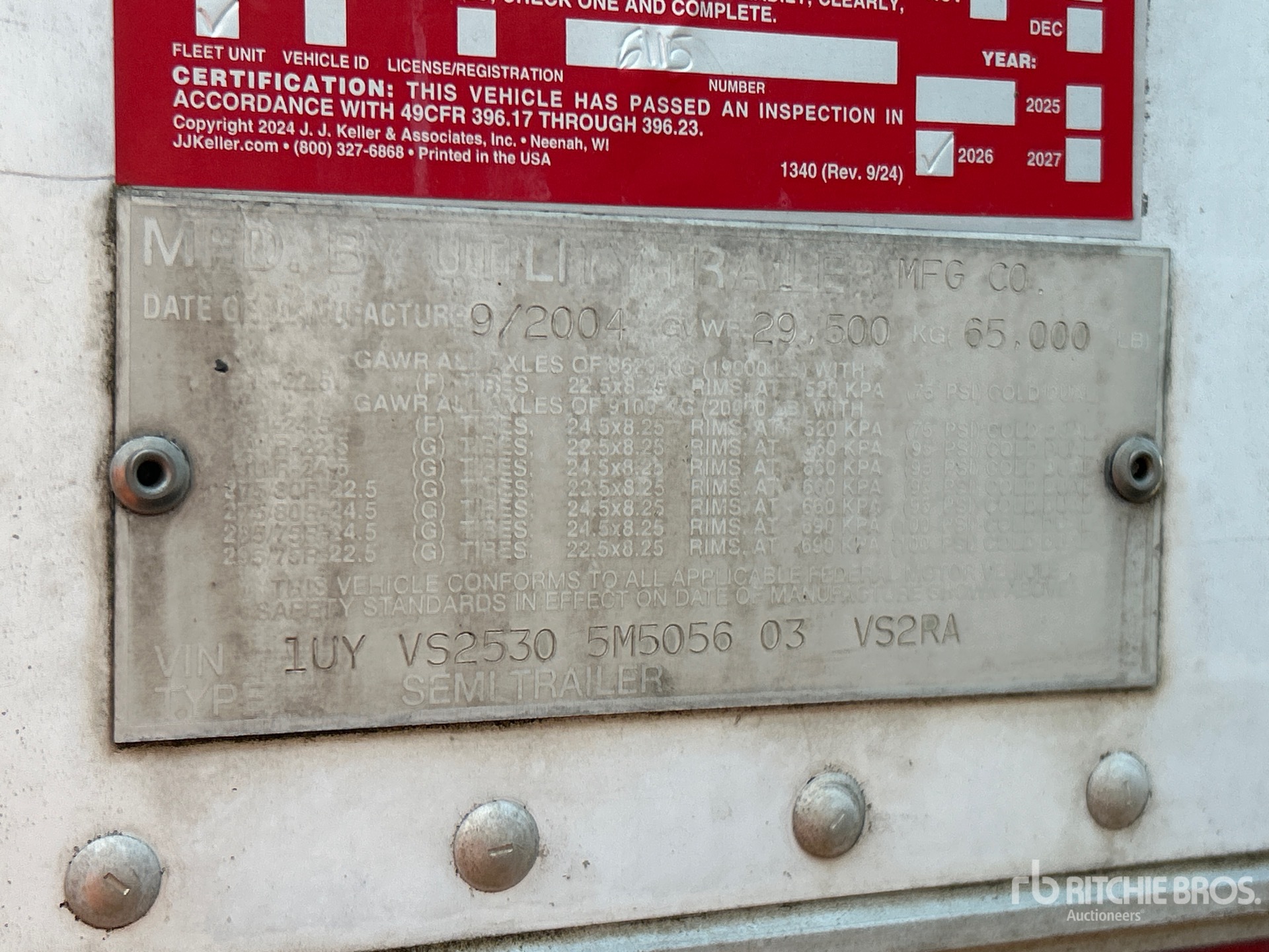 General Appearance with Serial Number / VIN