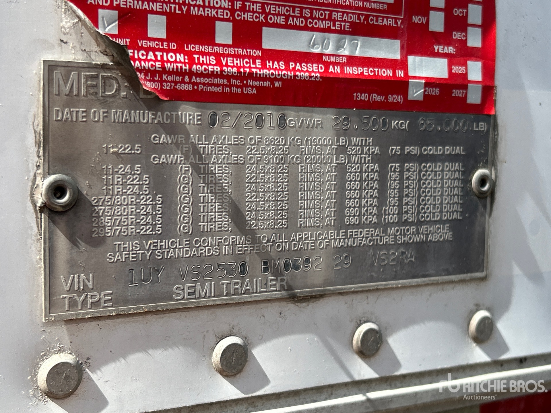 General Appearance with Serial Number / VIN