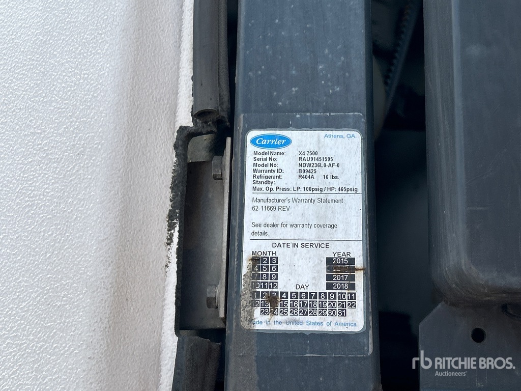 General Appearance with Refrigeration Unit Serial Number