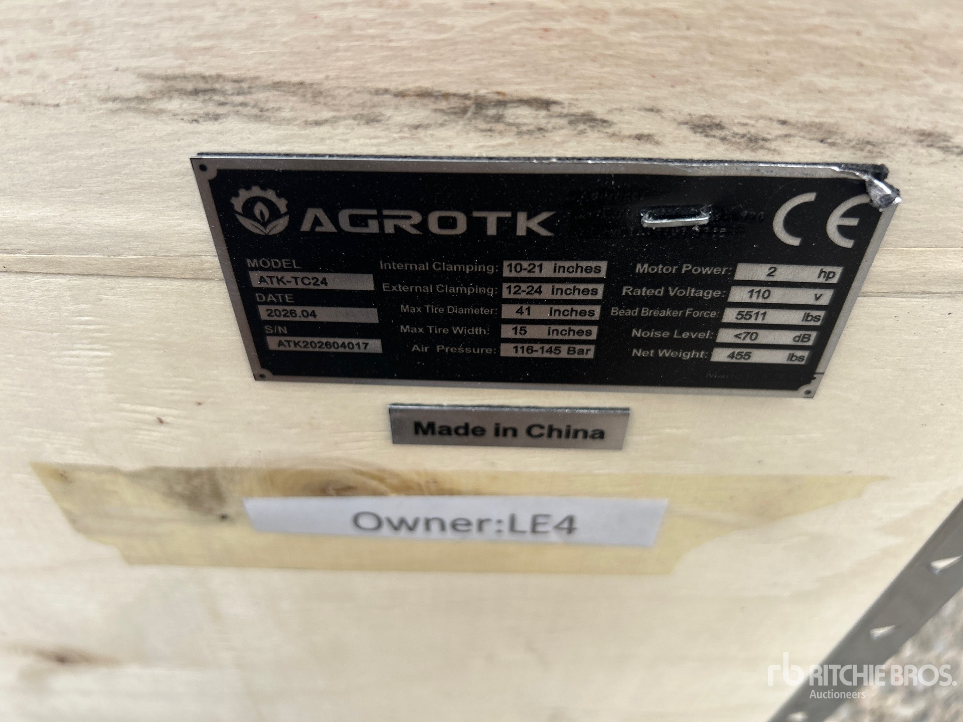 General Appearance with Serial Number / VIN
